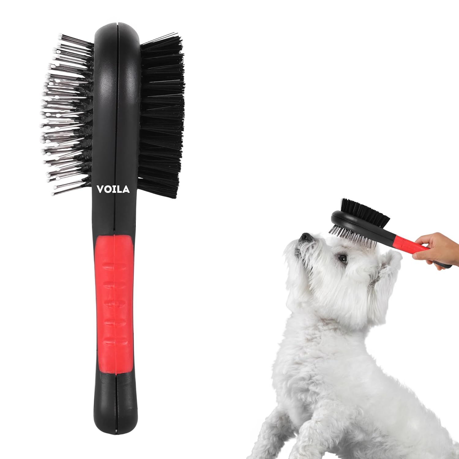 ZUFFIE Pet Brush for Dogs & Cats. Grooming Brush for Pets - Black & Red