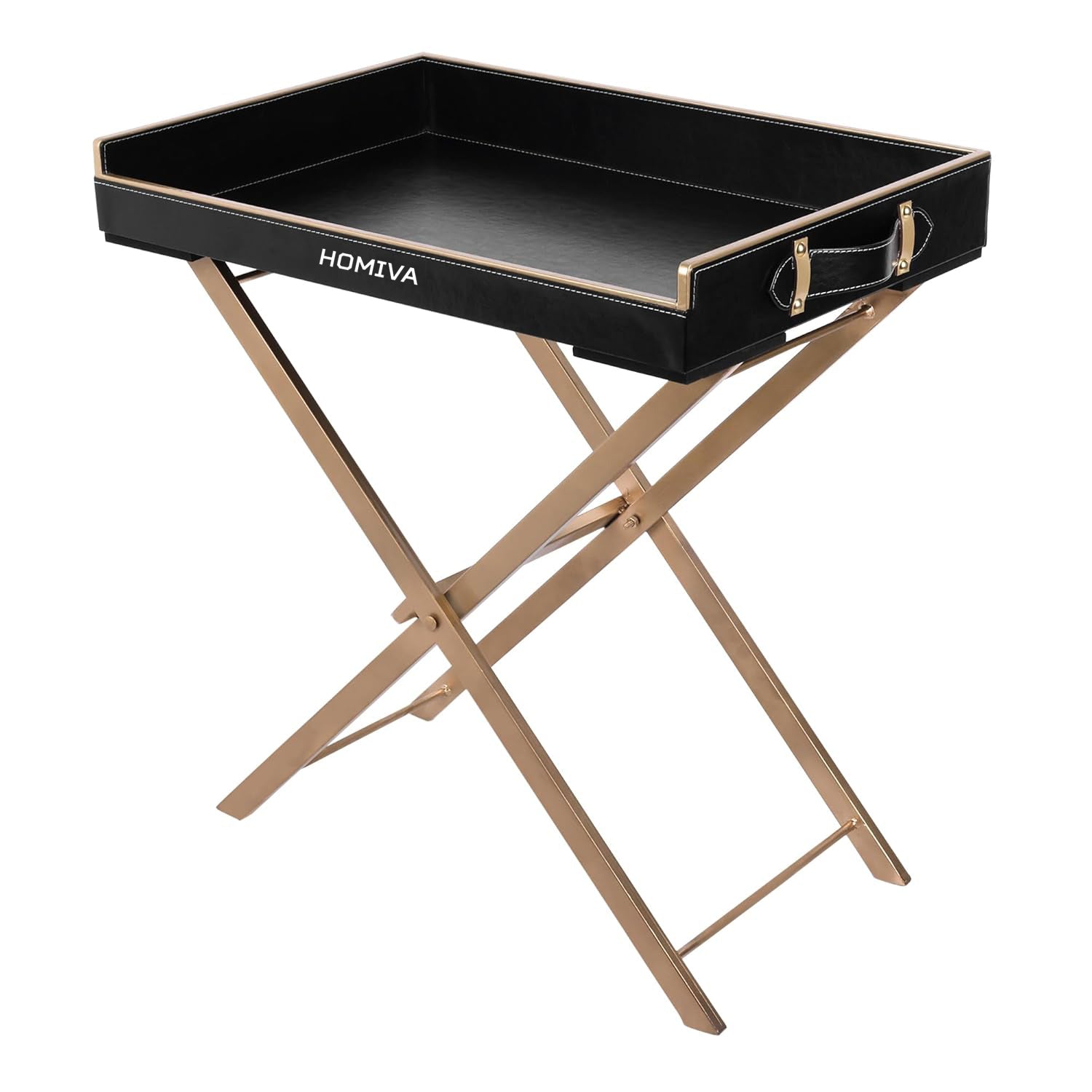 HOMIVA Premium Leatherette Serving Tray with Sturdy Stand – Stylish & Functional for Home, Kitchen, and Coffee Table