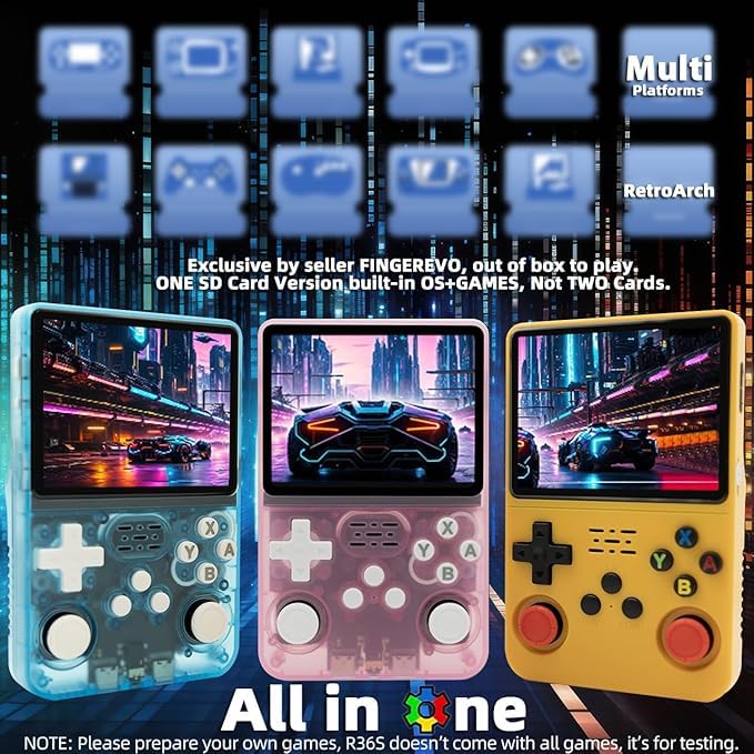 VOILA R36S Handheld Game Console, 3.5-inch Retro Portable Gaming System | Built-in Battery & Handheld Design