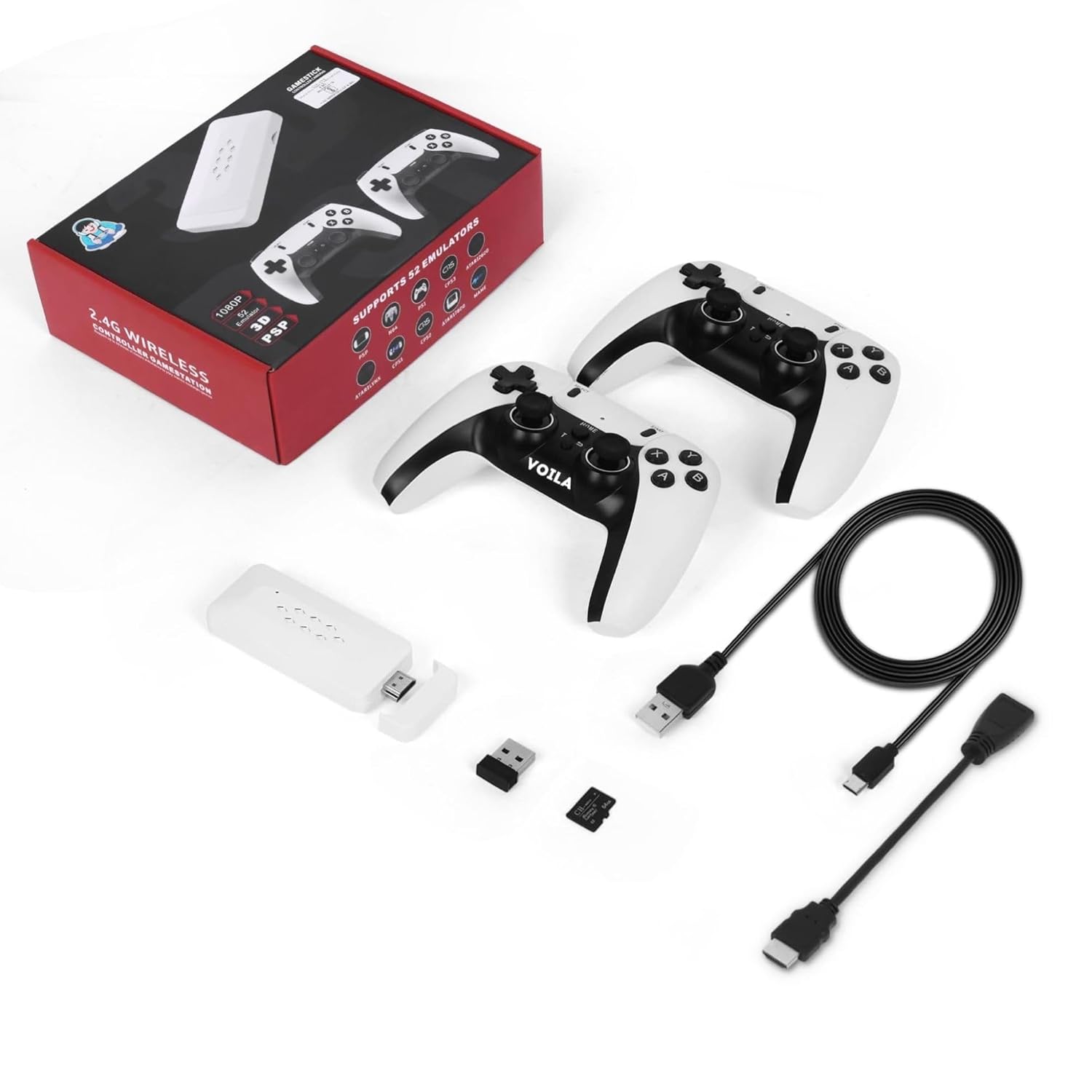 VOILA M22 V2.5 Retro Gaming Console, Wireless Controller, 30,000+ Games, 1080P HD, 64GB Storage, TV Stick for All Ages. CE, ROHS and BIS Certified, Original Unit.