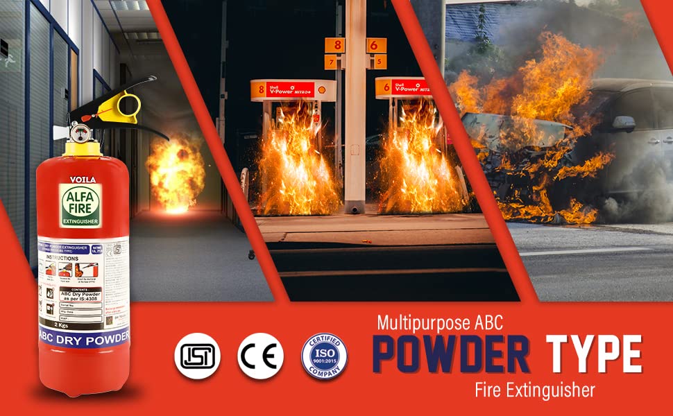 VOILA Alpha Fire, ABC Powder Type Fire Extinguisher For Home, Car & Office (1 Kg)