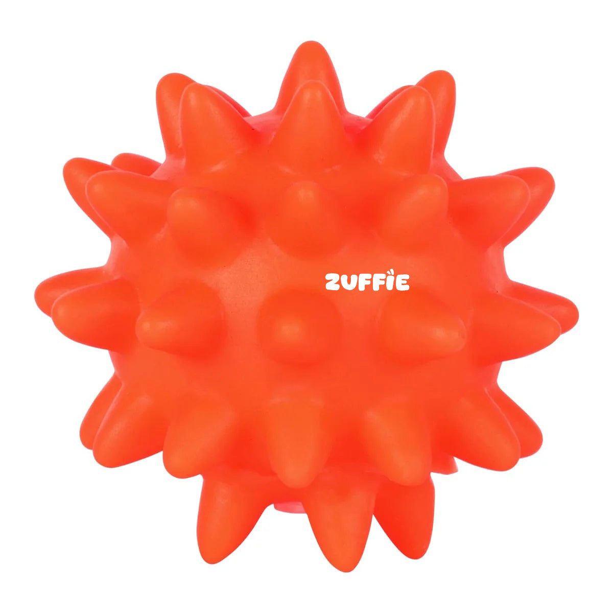 ZUFFIE Spiky Dog Toy Ball, Perfect for Teething, Fetch, & Playtime, Chew-Resistant, Interactive Fetch & Tug Toy - Tangerine