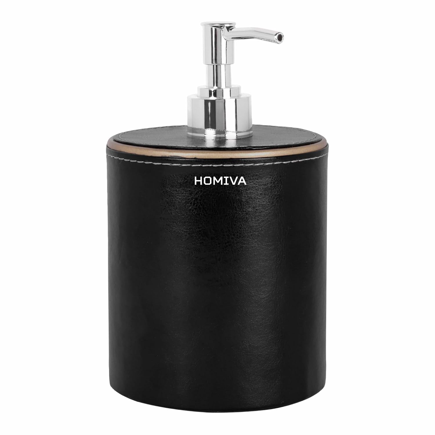 HOMIVA Premium Leatherette Wrapped Soap Dispenser – Stylish & Refillable Bottle for Bathroom, Kitchen, and Office