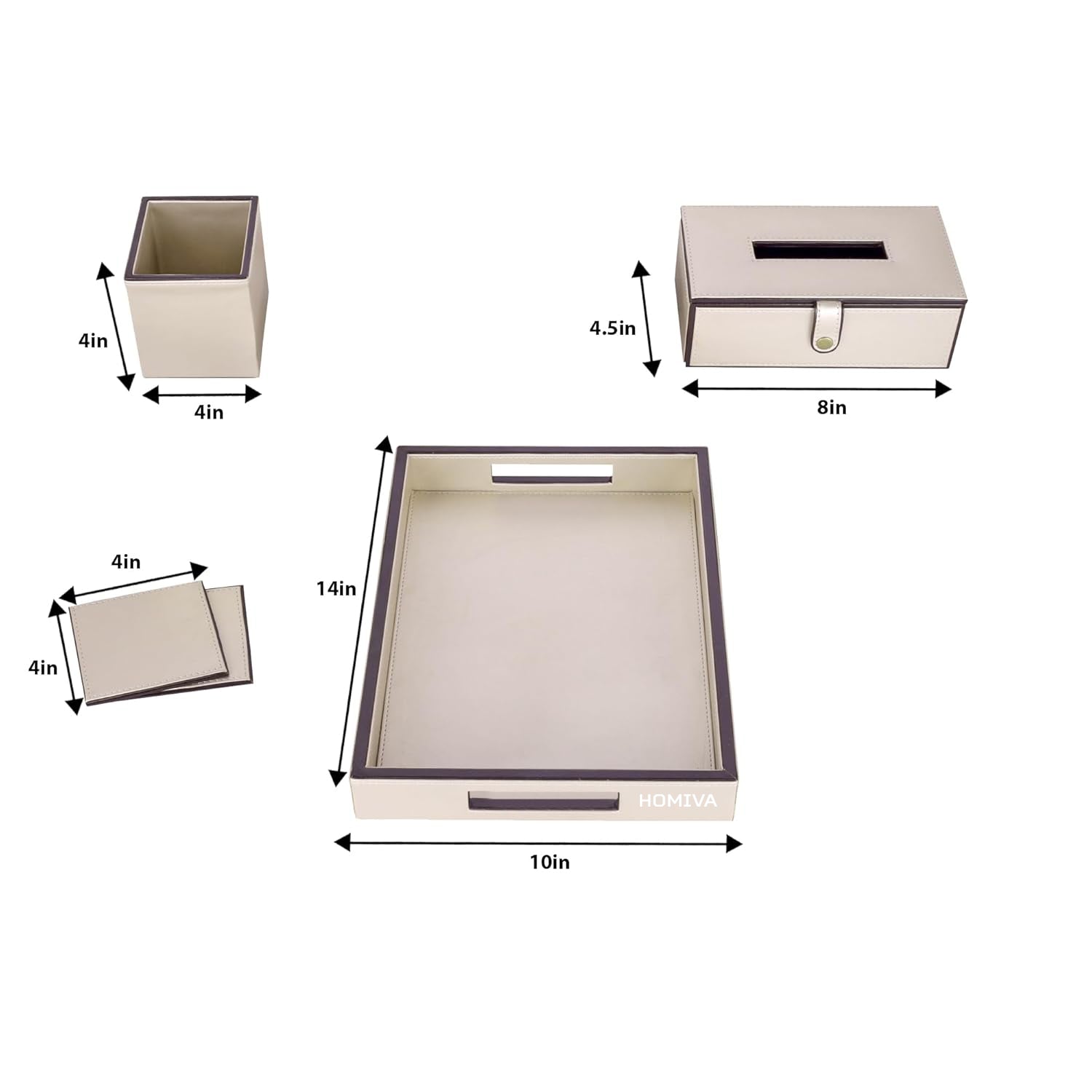 HOMIVA Leatherette Office Desk Organizer with Multiple Compartments - Cream