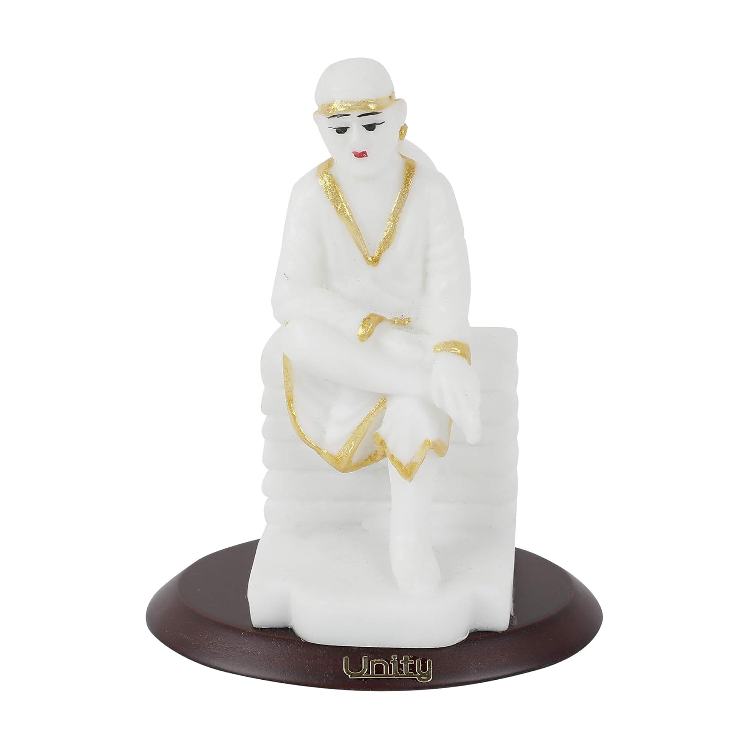 VOILA Shirdi Sai Baba Statue (White) for Vehicle (Auto/Car/Bus/Truck) Dashboard, Mandir & Office table