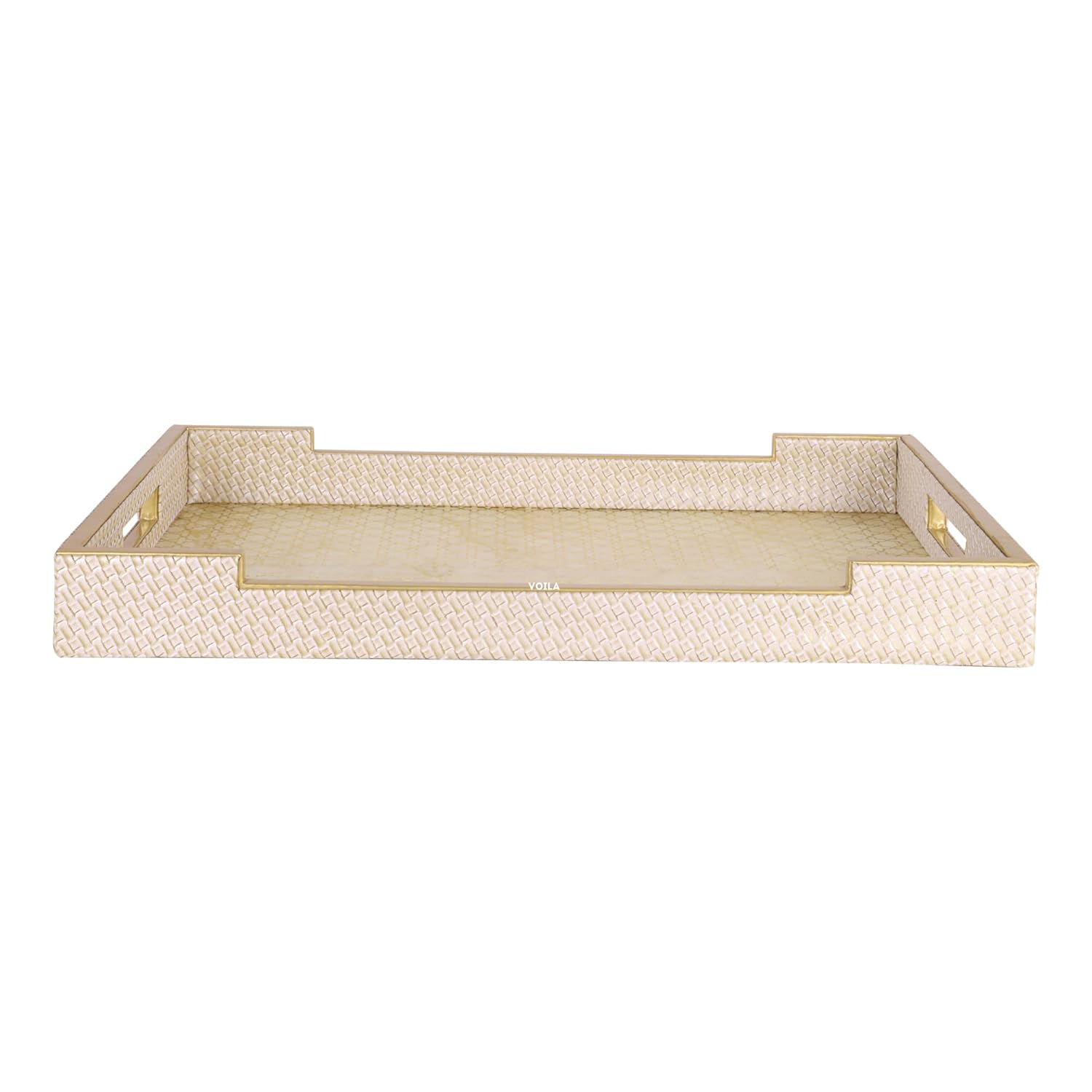HOMIVA Elegant Leatherette Tray with Acrylic Base Stylish and Durable (Small) - Beige