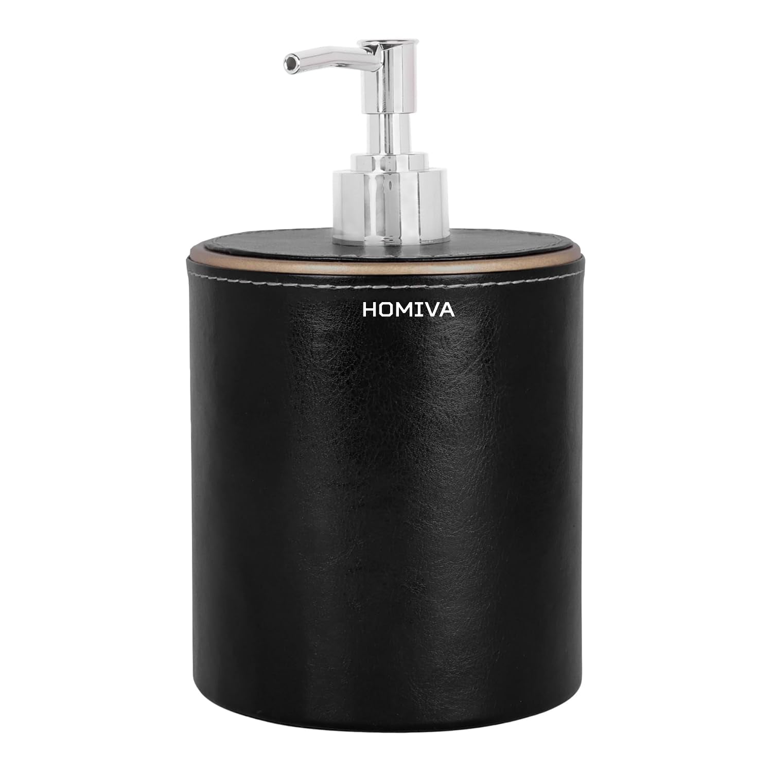 HOMIVA Premium Leatherette Wrapped Soap Dispenser – Stylish & Refillable Bottle for Bathroom, Kitchen, and Office