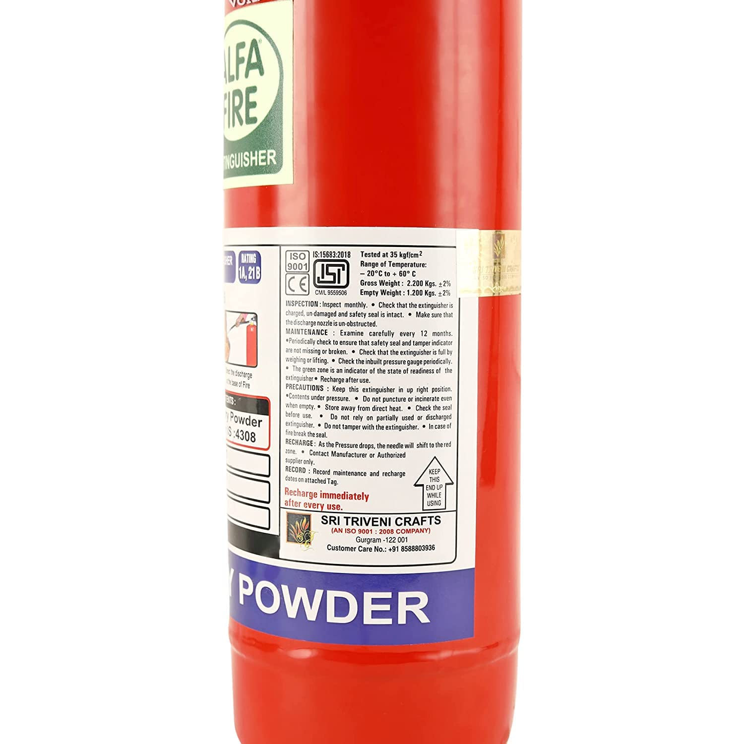 VOILA Alpha Fire, ABC Powder Type Fire Extinguisher For Home, Car & Office (1 Kg)