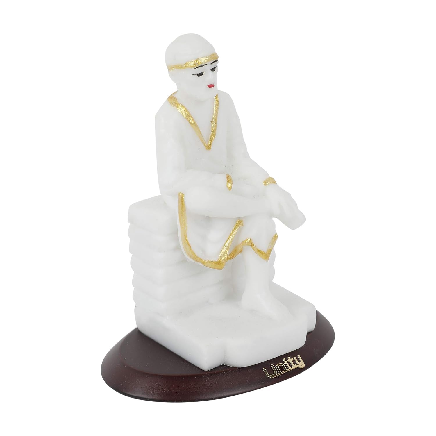 VOILA Shirdi Sai Baba Statue (White) for Vehicle (Auto/Car/Bus/Truck) Dashboard, Mandir & Office table