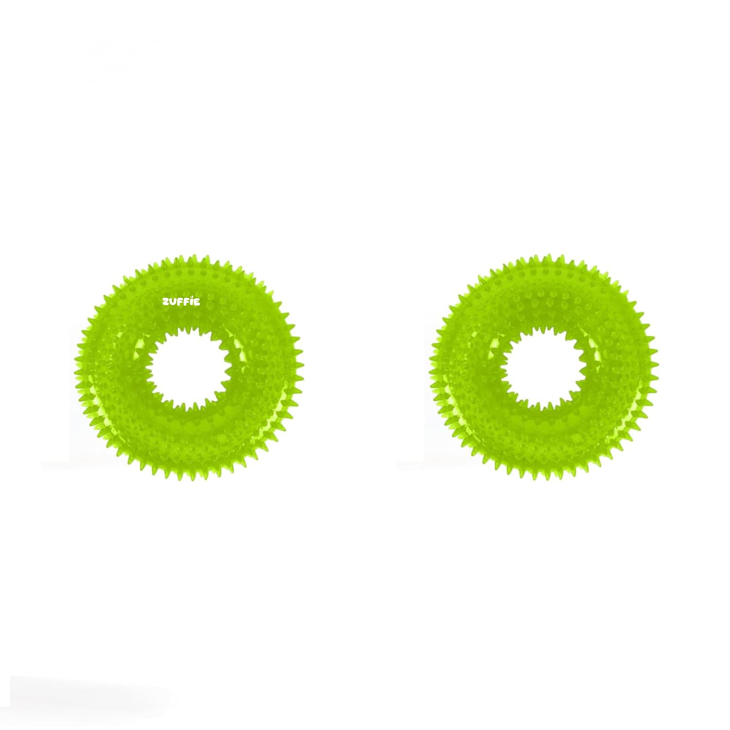 ZUFFIE Dog Spiky Ring Toy - Durable & Bouncy Rubber Chew Toy (Pack of 1) - Green