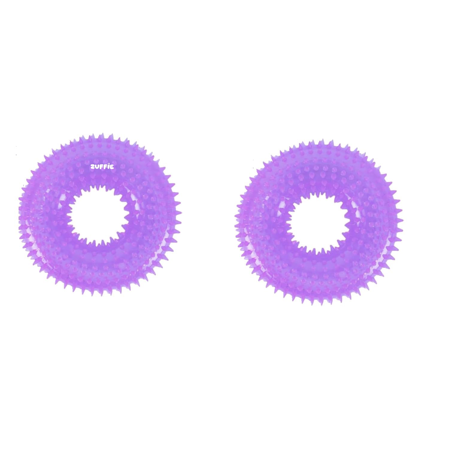 ZUFFIE Dog Spiky Ring Toy - Durable & Bouncy Rubber Chew Toy - Violet