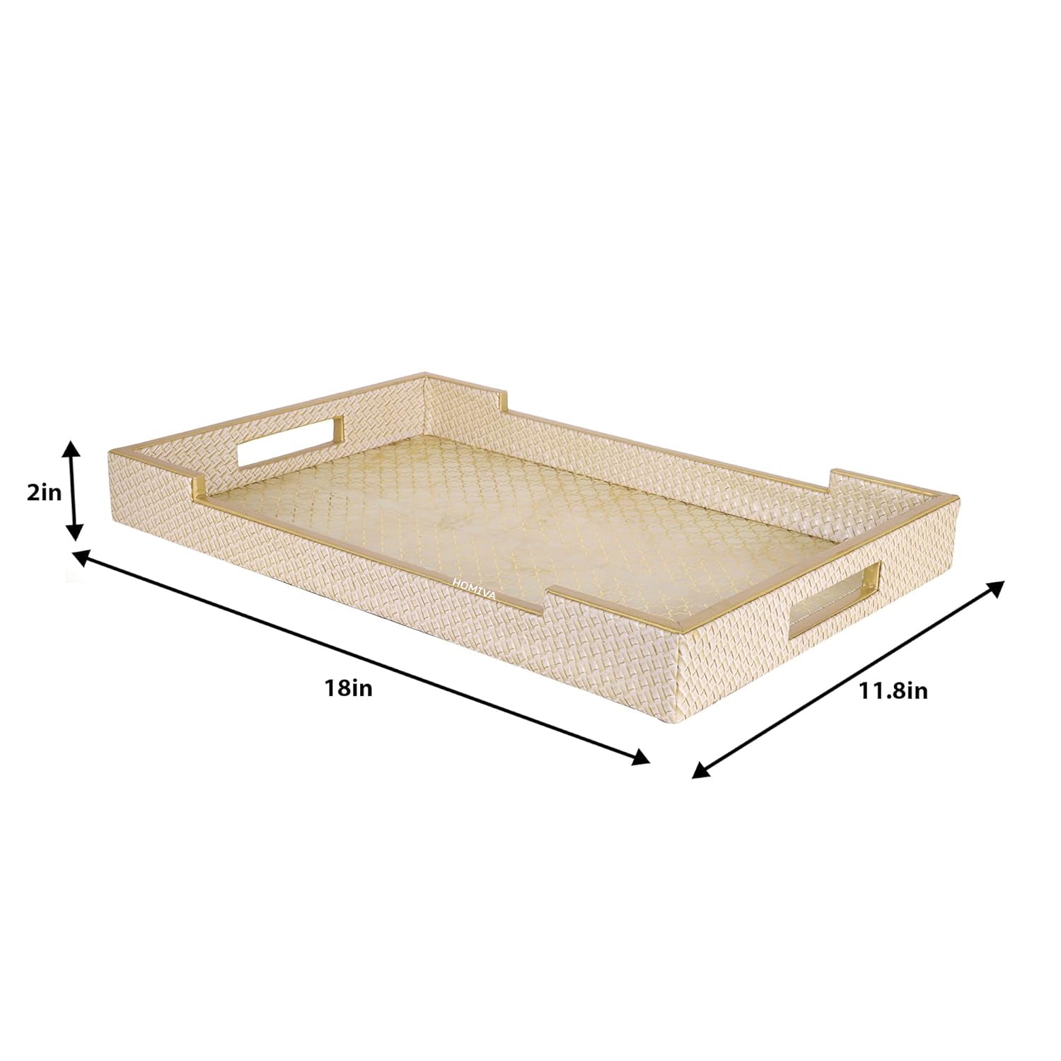 HOMIVA Elegant Leatherette Tray with Acrylic Base Stylish and Durable (Small) - Beige