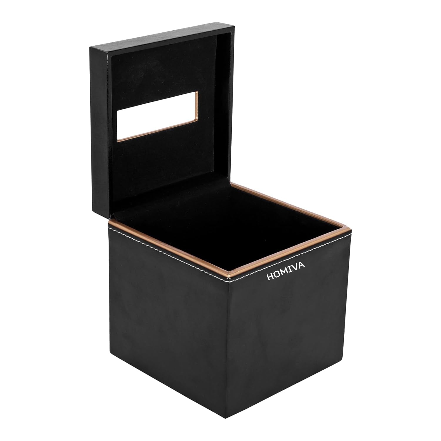 HOMIVA Medium-Sized Leatherette Tissue Holder for Home, Office - Black