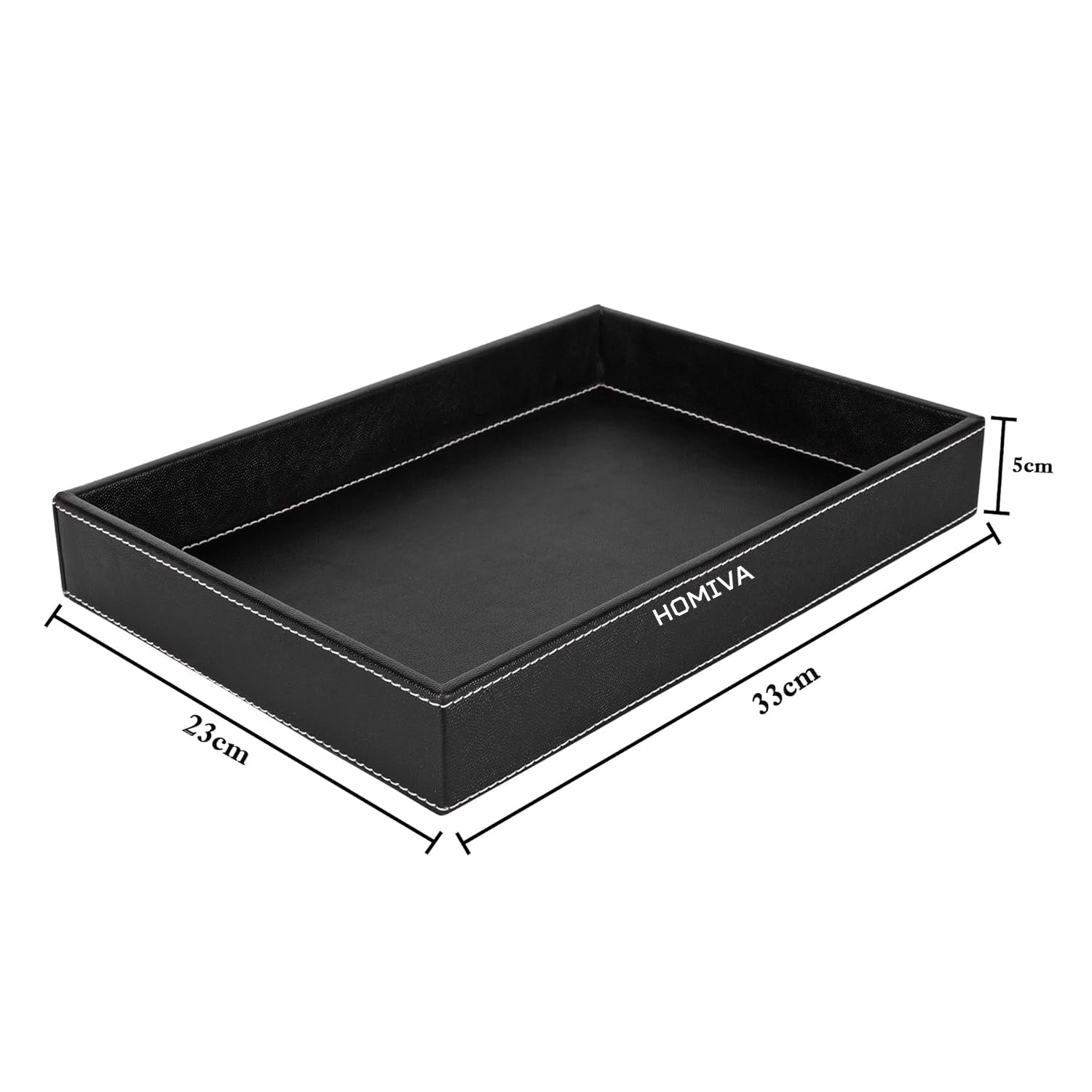 HOMIVA Black Leatherette Serving Tray, Elegant & Durable Tray for Home and Office, Perfect for Serving Drinks, Snacks & Essentials