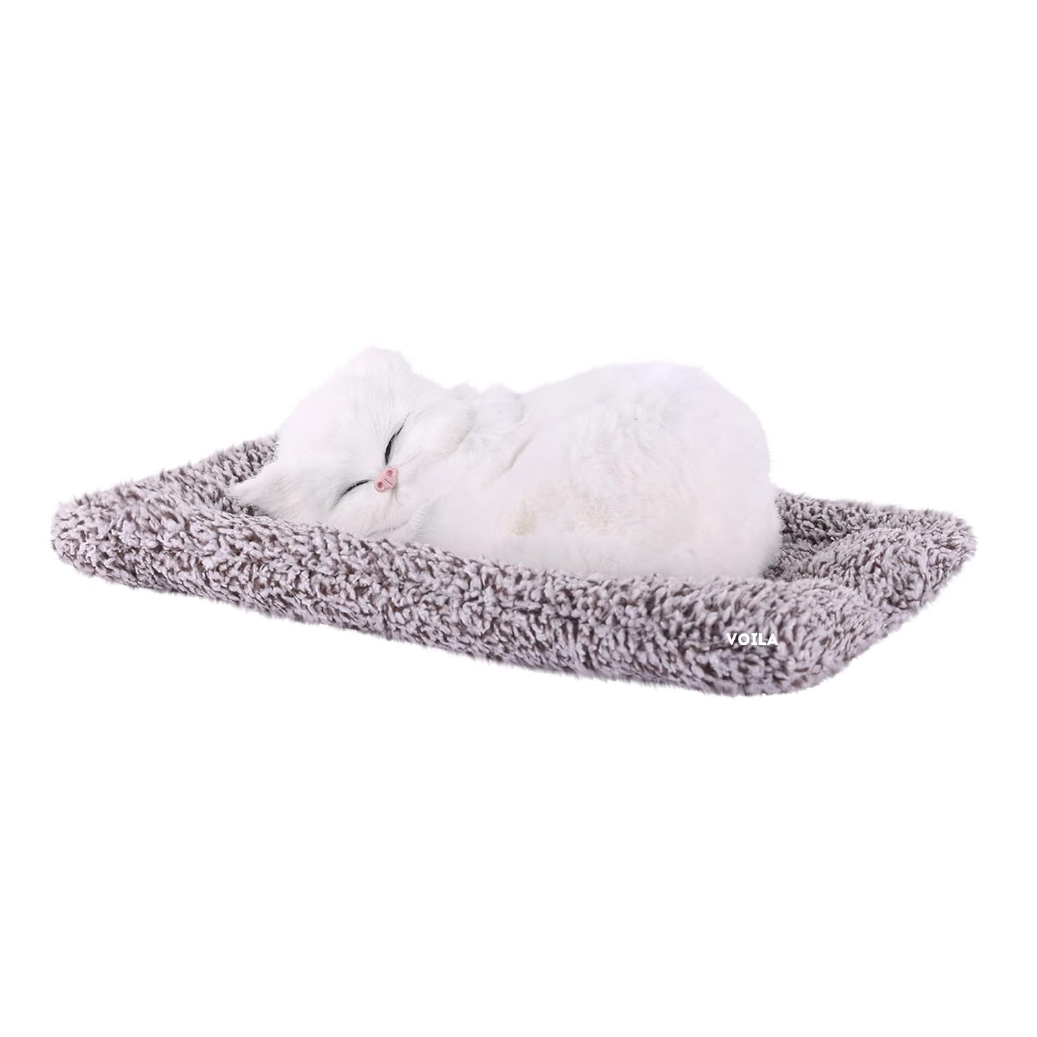 VOILA Sleeping Cat on Carpet for Car Dashboard Office Desk (White)