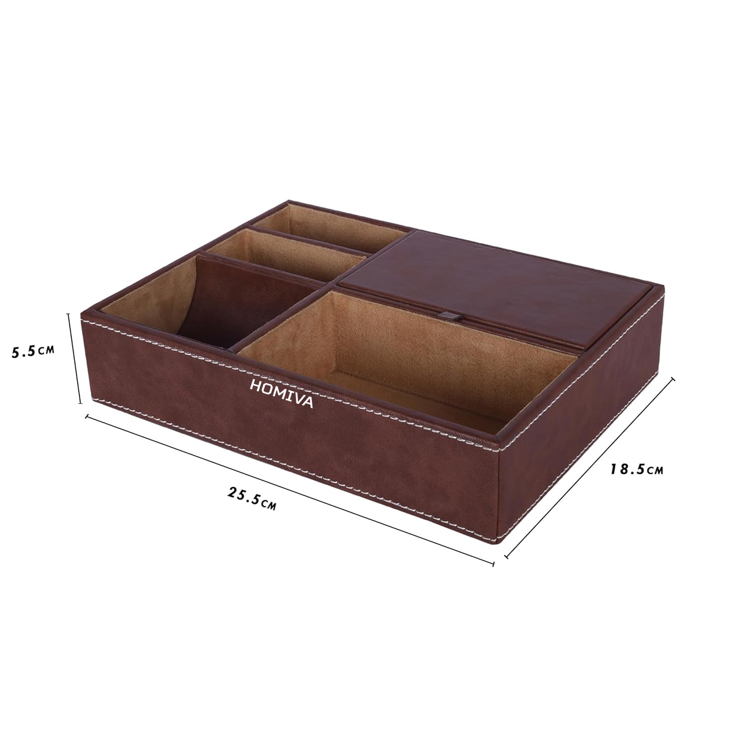 HOMIVA Leatherette Table Desk Organizer with Multiple Compartments – Brown