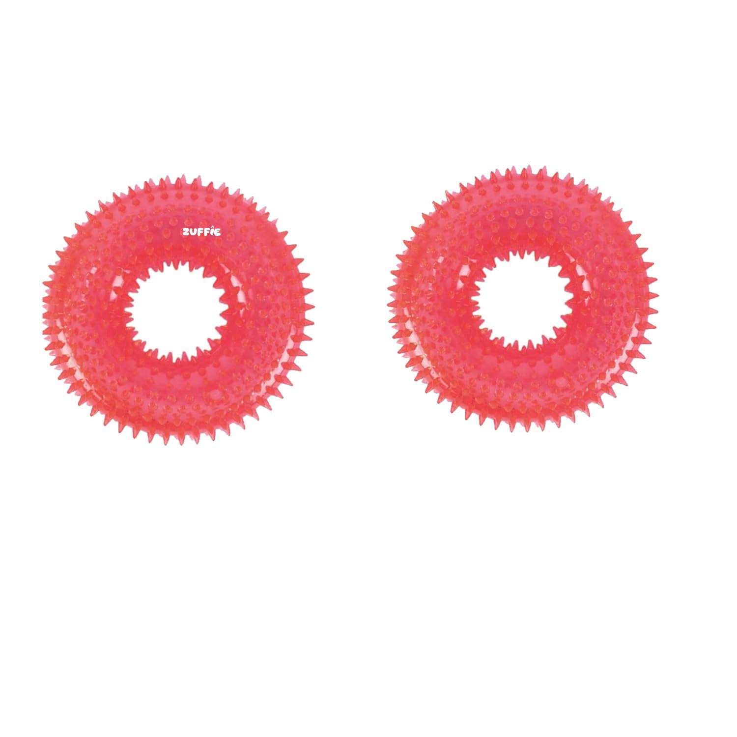 ZUFFIE Dog Spiky Ring Toy - Durable & Bouncy Rubber Chew Toy - Red