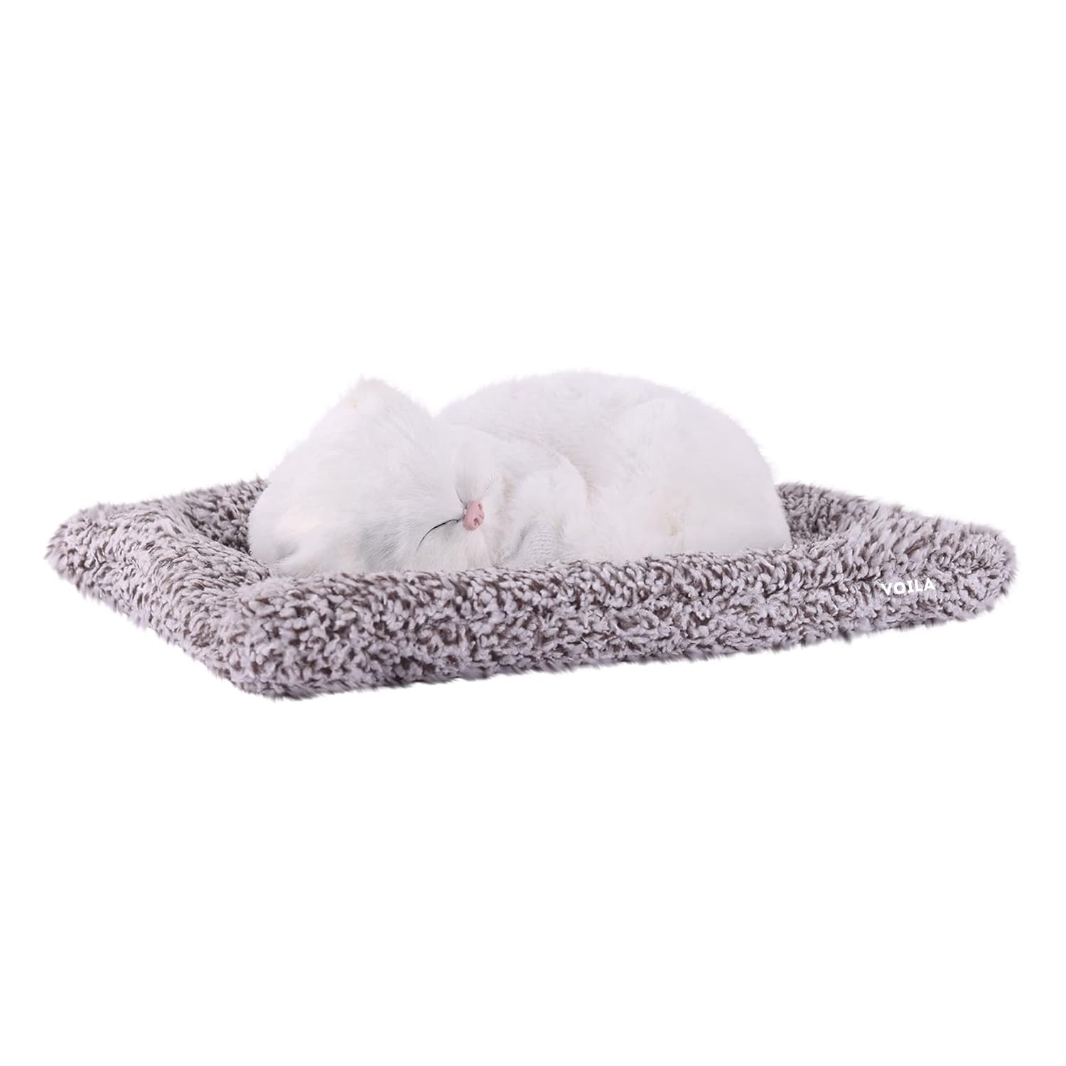VOILA Sleeping Cat on Carpet for Car Dashboard Office Desk (White)