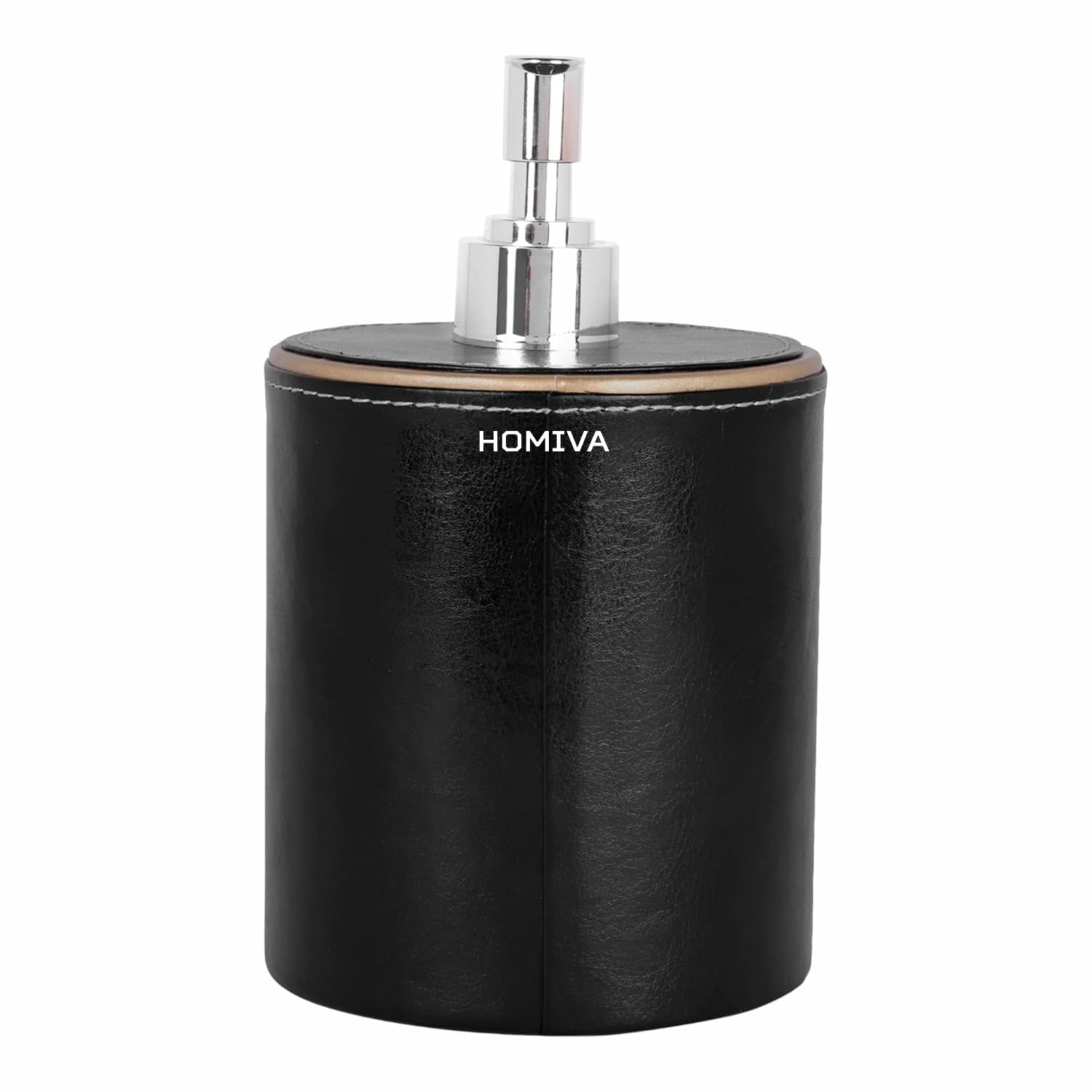 HOMIVA Premium Leatherette Wrapped Soap Dispenser – Stylish & Refillable Bottle for Bathroom, Kitchen, and Office