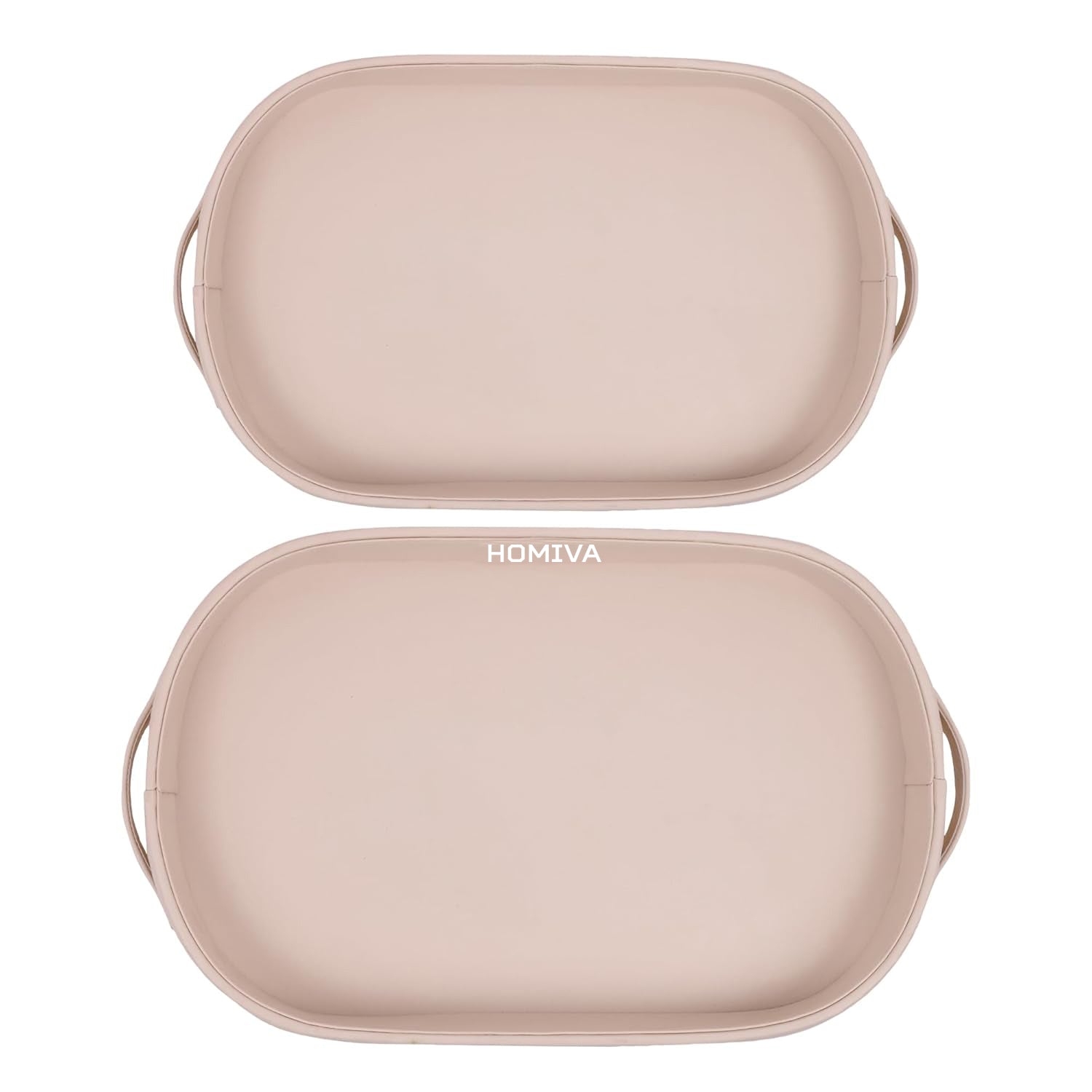 HOMIVA Set of 2 Oval Leatherette Serving Trays – Elegant and Functional for Serving Drinks and Organizing Home & Kitchen