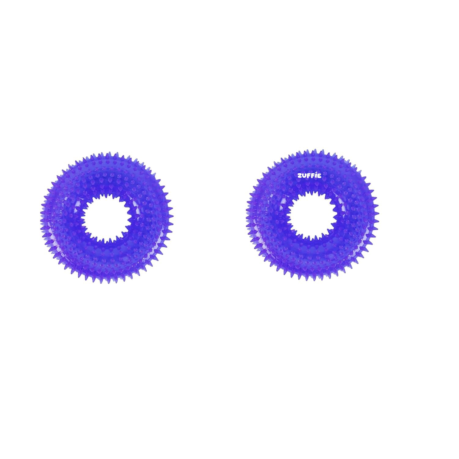 ZUFFIE Dog Spiky Ring Toy - Durable & Bouncy Rubber Chew Toy - Blue