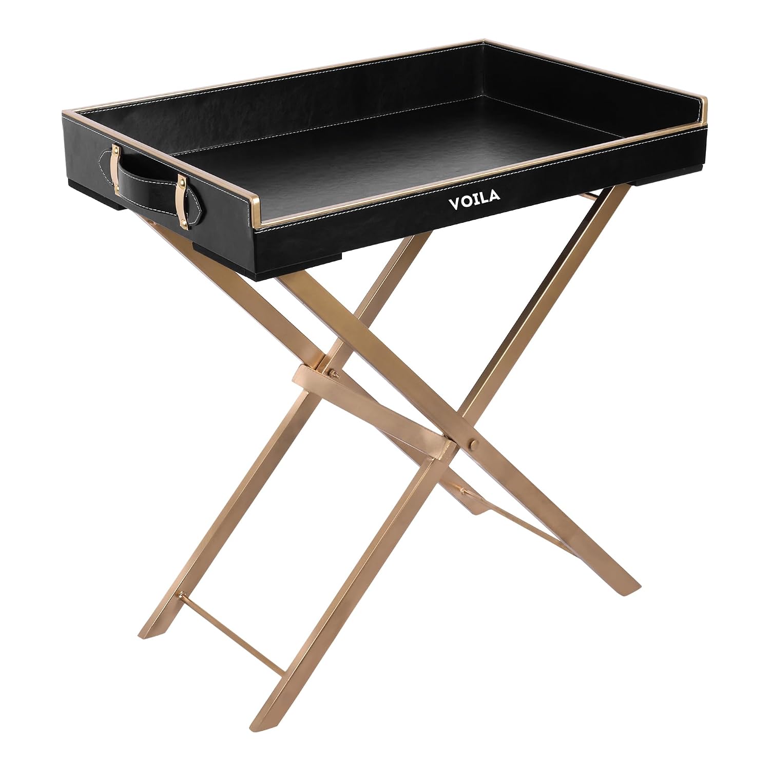 VOILA Premium Leatherette Serving Tray with Sturdy Stand Stylish and Functional for Home Kitchen and Coffee Table