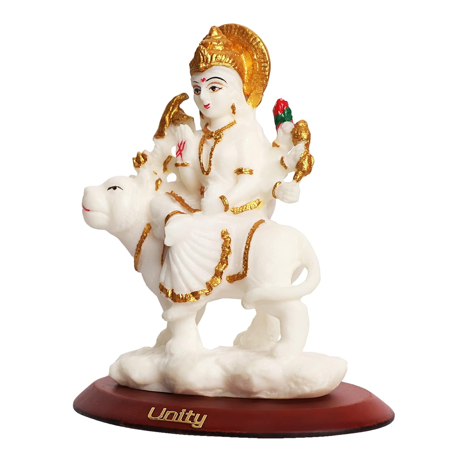 VOILA Durga Mata Ji Idol in Poly Marble – Ideal for Mandir and Car Dashboard