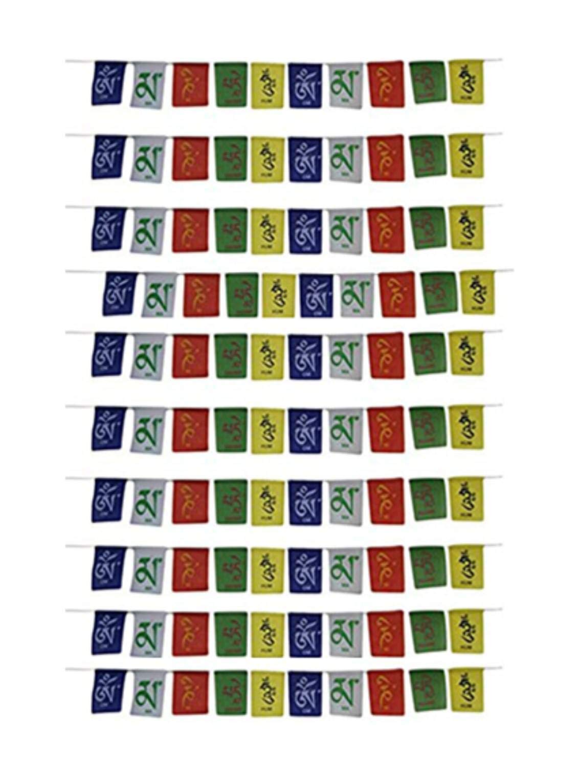 VOILA Hanging Tibetan Buddhist Prayer Cotton Flags for Car Motorbike and Home (Pack of 10)
