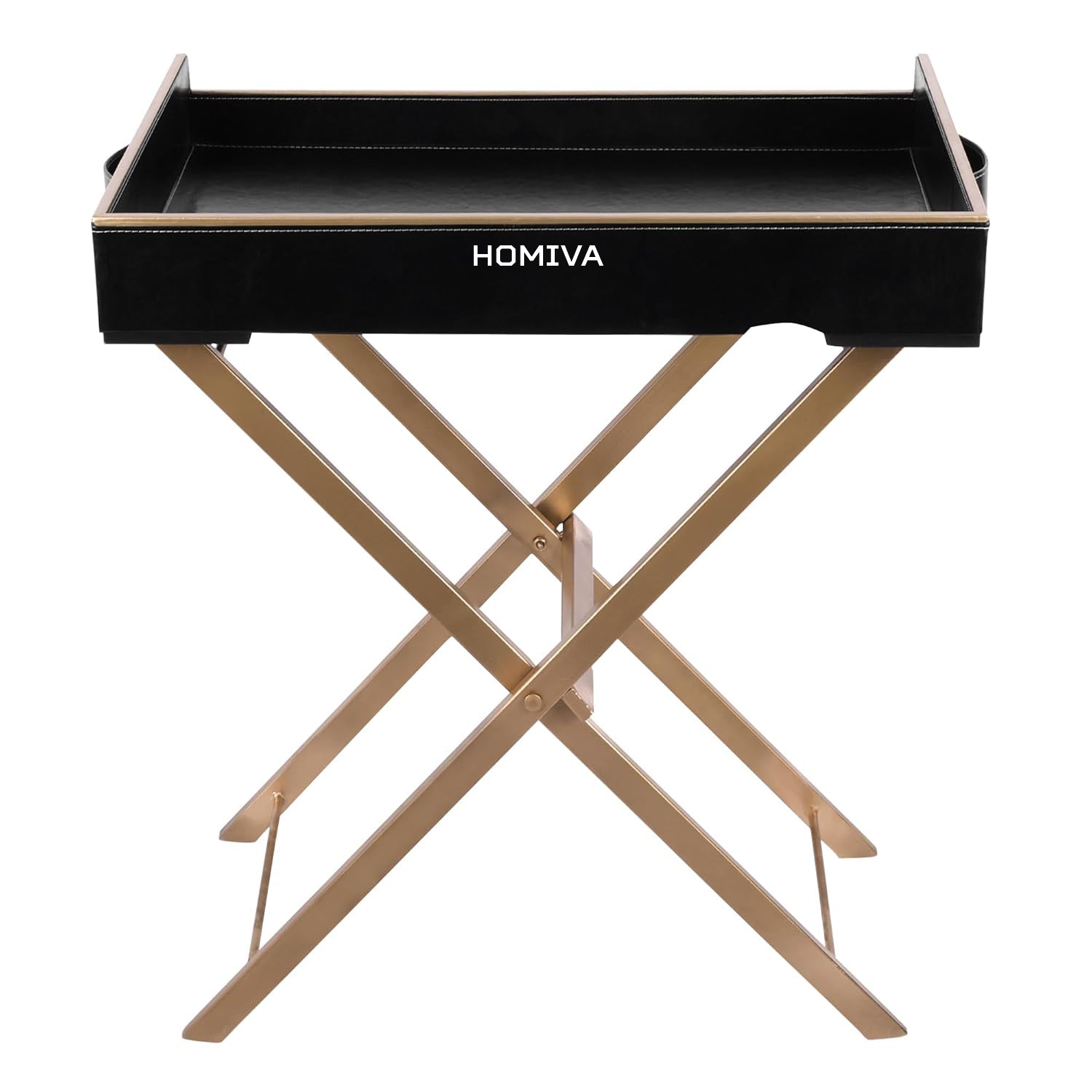 HOMIVA Premium Leatherette Serving Tray with Sturdy Stand – Stylish & Functional for Home, Kitchen, and Coffee Table