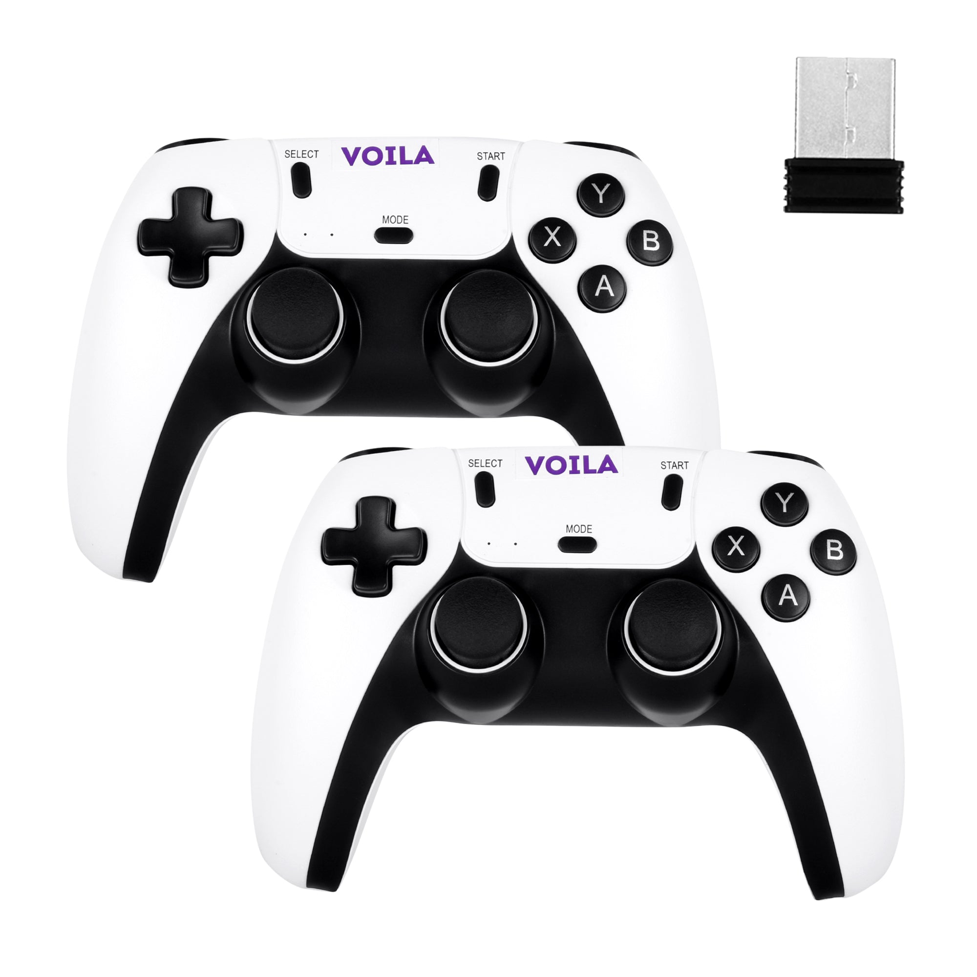 Voila 2.4G Wireless Game Controller Ergonomic Design Dual Player Support Responsive Buttons Compatible with All Gaming Sticks and Consoles