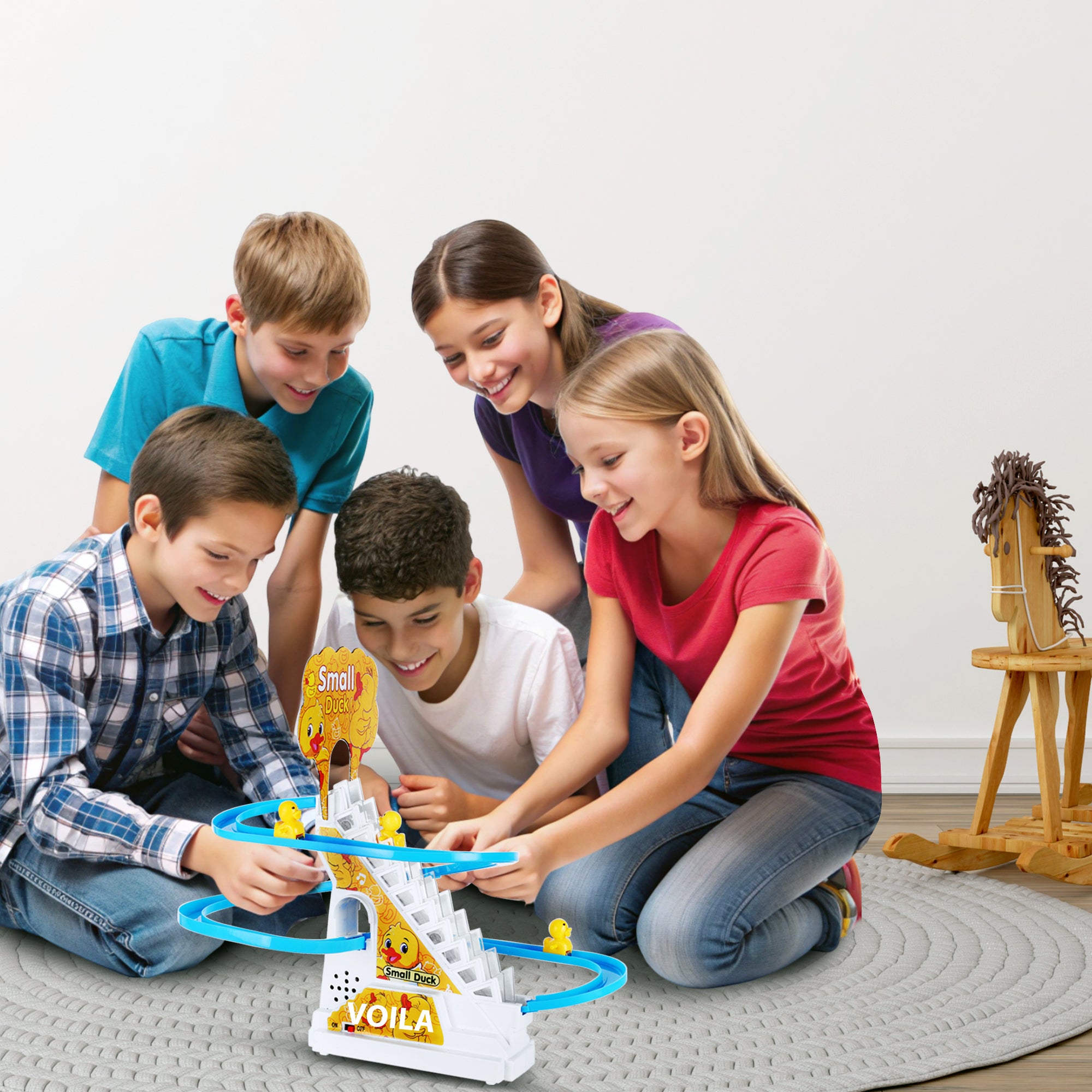 VOILA Duck Style Toy Set for Kids – Interactive Race Track Climbing Ducks, Lights & Music – Fun & Educational Playset for Toddlers, Boys & Girls