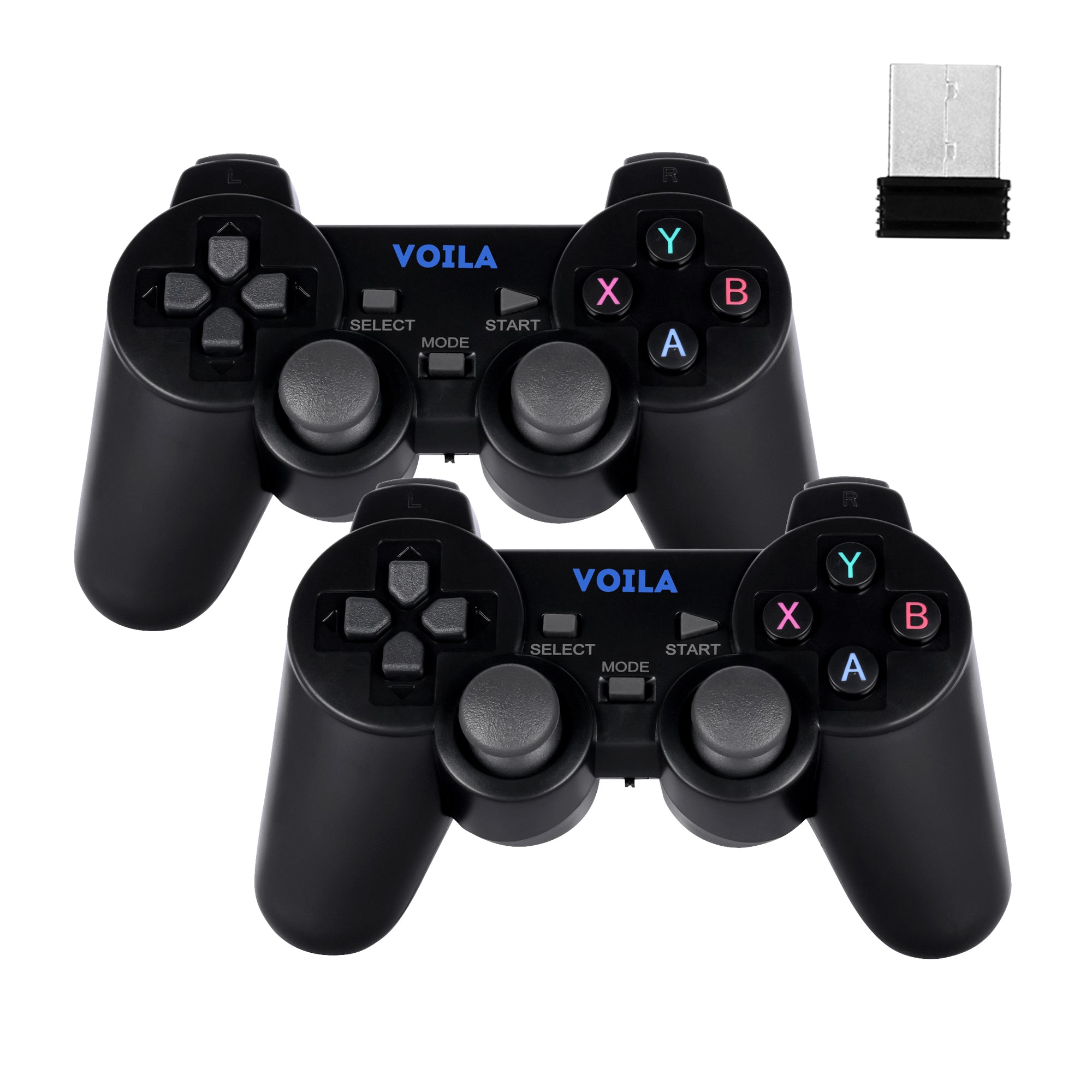 Voila 2.4G Wireless Game Controller Ergonomic Design Dual Player Support Responsive Buttons Compatible with All Gaming Sticks and Consoles