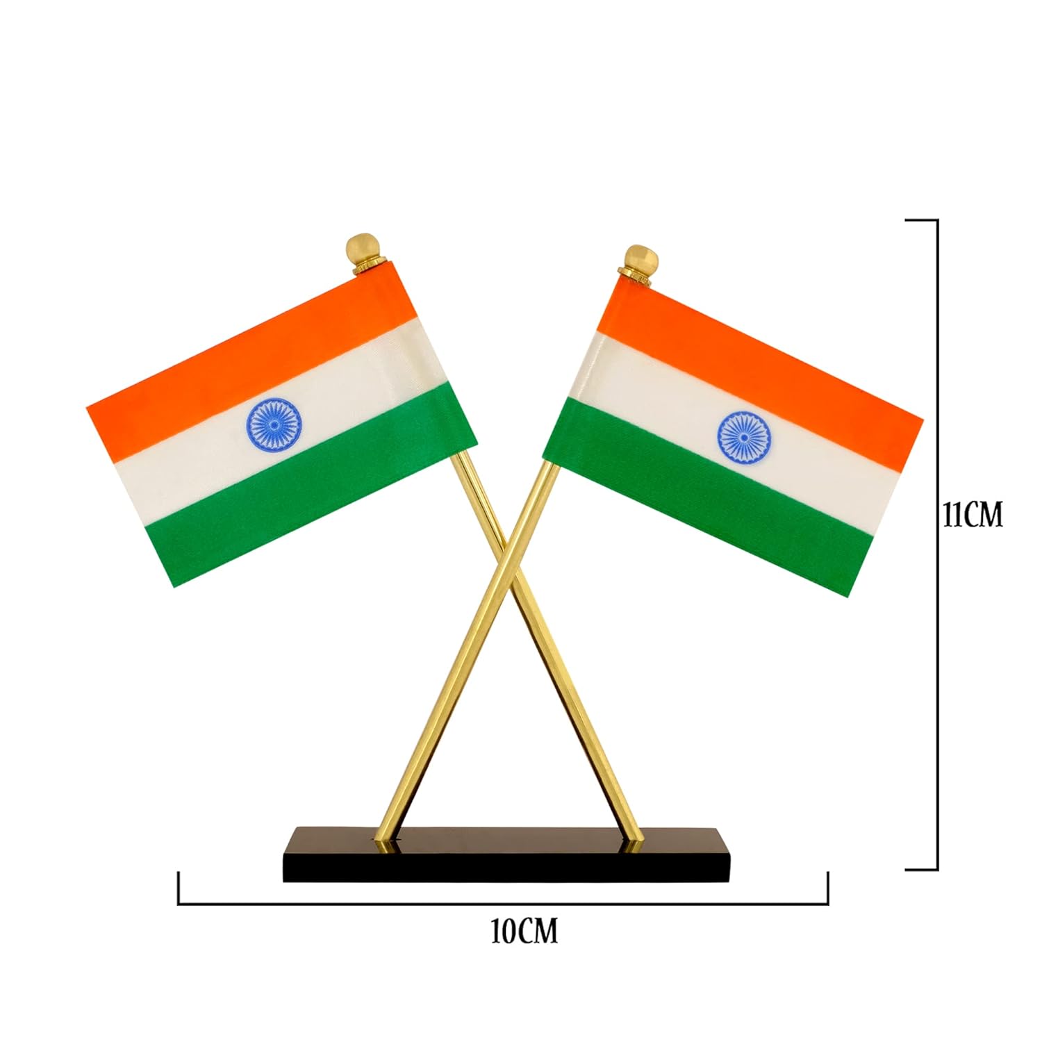 VOILA Indian Flag for Vehicle (Auto, Car, Bus, Truck) Dashboard, Home and Office Decor Flag in Cross Design.