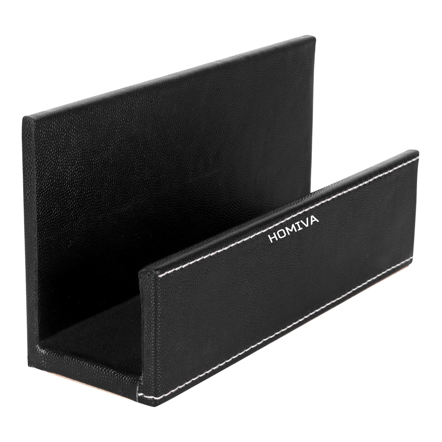 HOMIVA Black Leatherette Mobile & Calculator Holder – Multipurpose Desk Organizer for Office & Home – Stylish Storage Case
