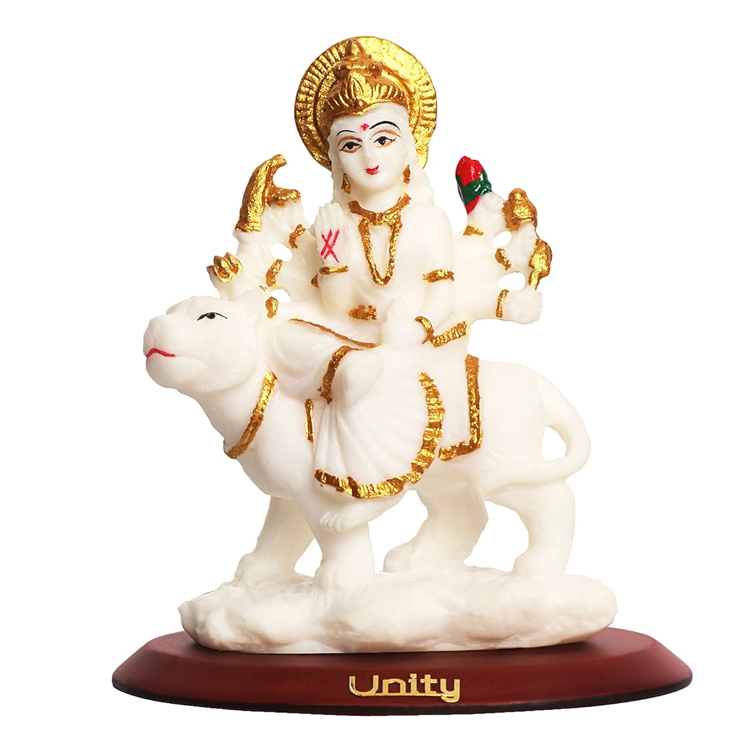 VOILA Durga Mata Ji Idol in Poly Marble – Ideal for Mandir and Car Dashboard