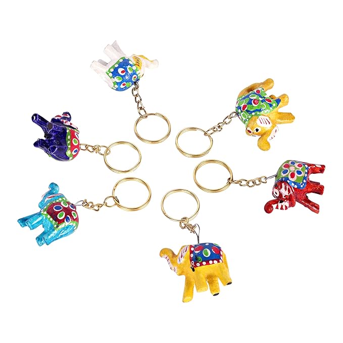 Rajasthani Handicraft Keychains - Beautiful and Vibrant Colors (Set of 6)