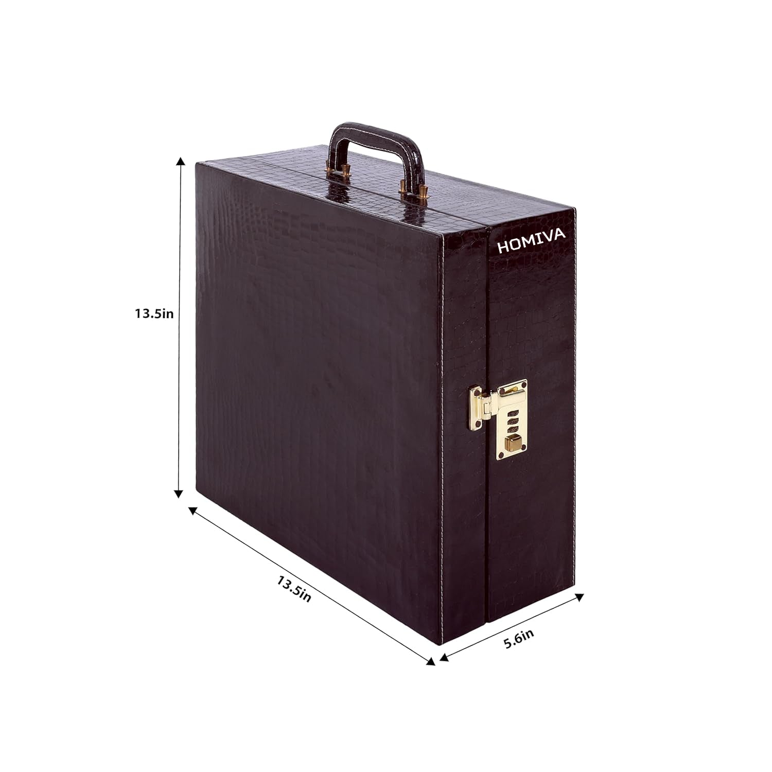 HOMIVA Stylish Leatherette Bar Box Storage for Bottles Glasses and Bar Accessories - Plum