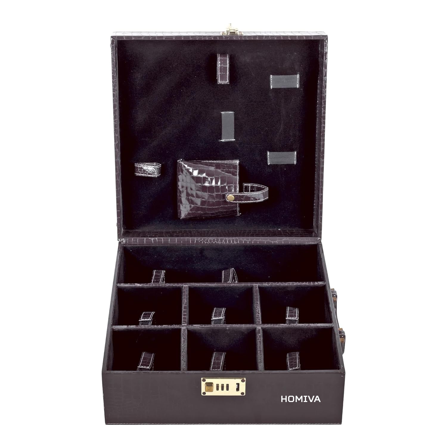 HOMIVA Stylish Leatherette Bar Box Storage for Bottles Glasses and Bar Accessories - Plum