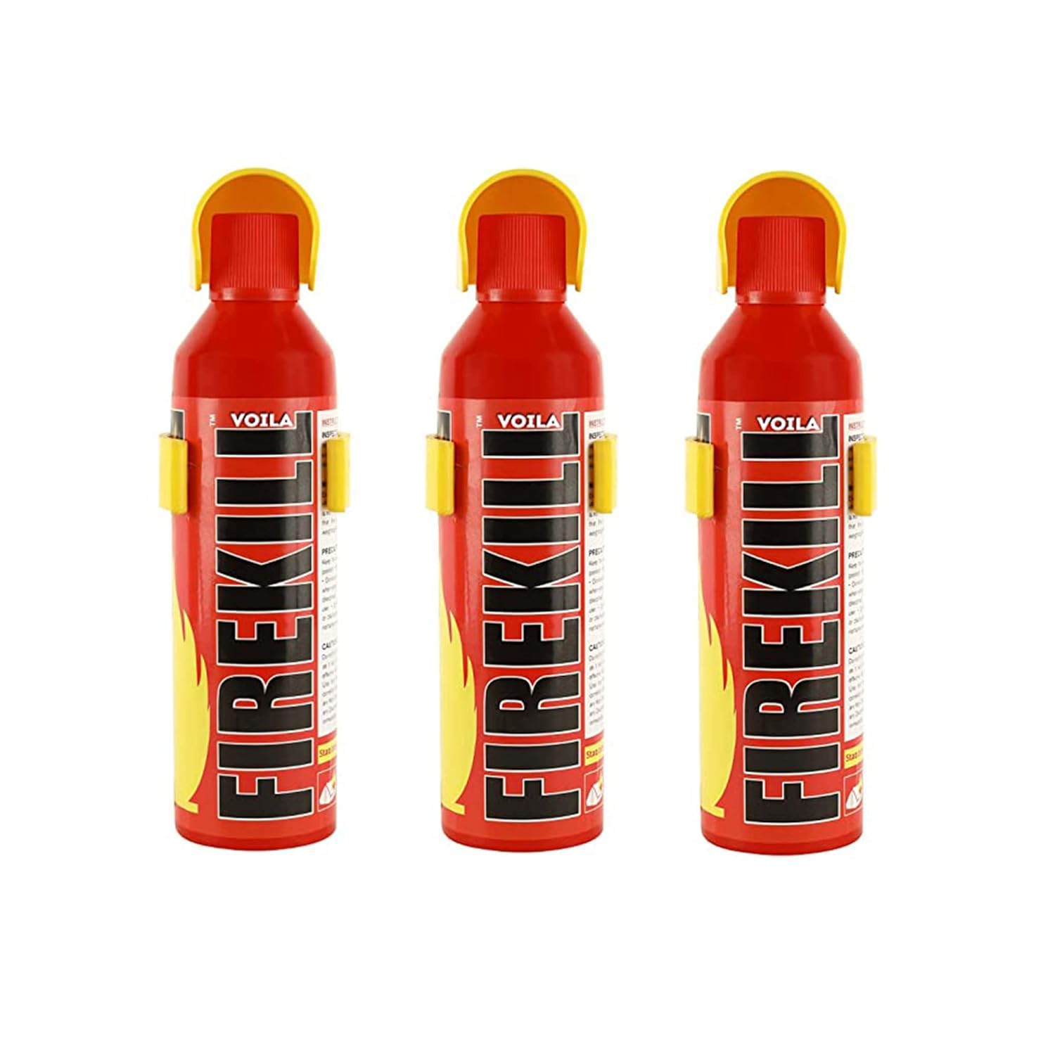 VOILA Fire Kill, Portable & Easy to Use Premium Aluminum Refillable Fire Extinguisher Spray with Stand 500ML for Home, Car, Office, Bus etc (Pack of 3)