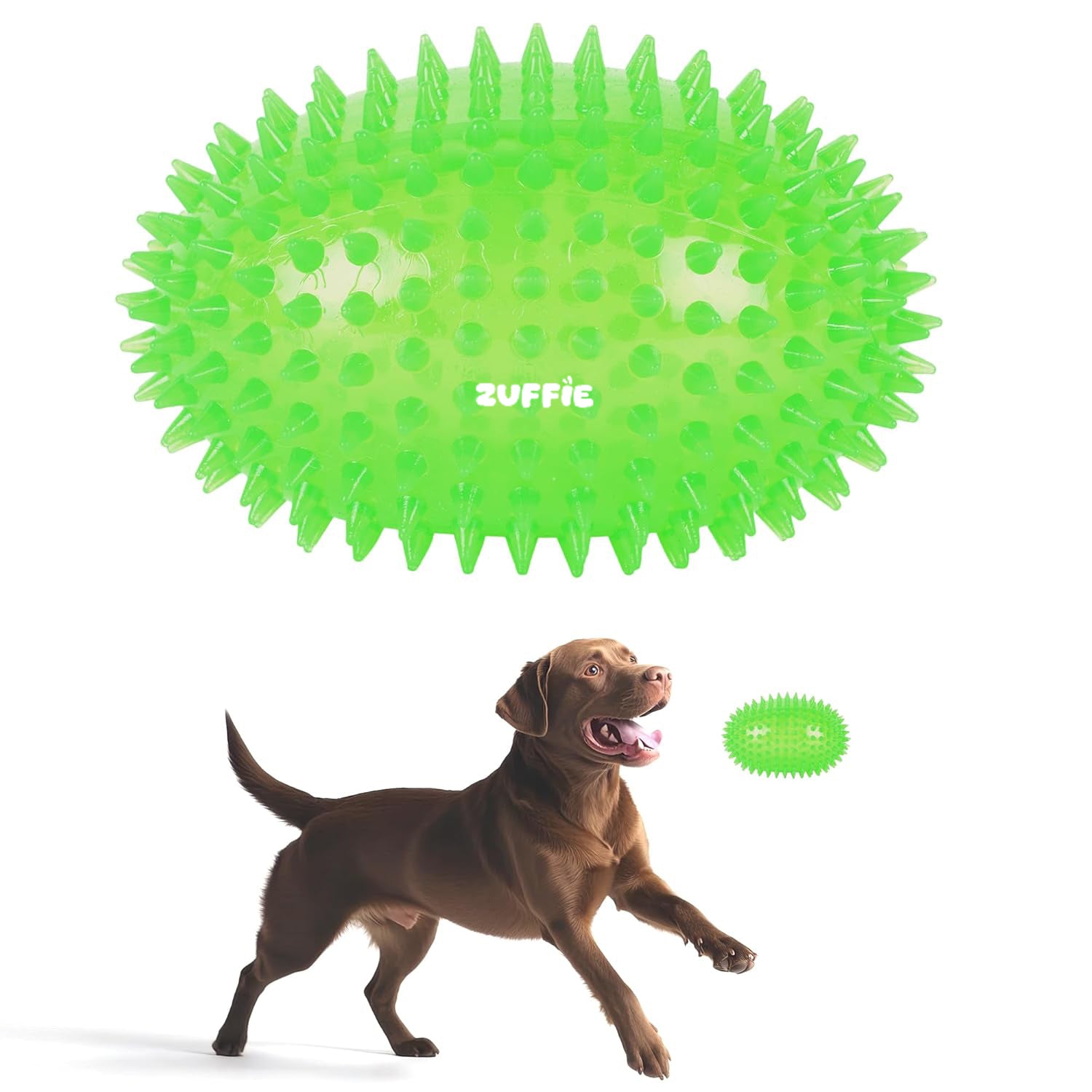 ZUFFIE Spiky Rubber Dog Toy - Durable & Chew-Resistant Fetch Toy - Green