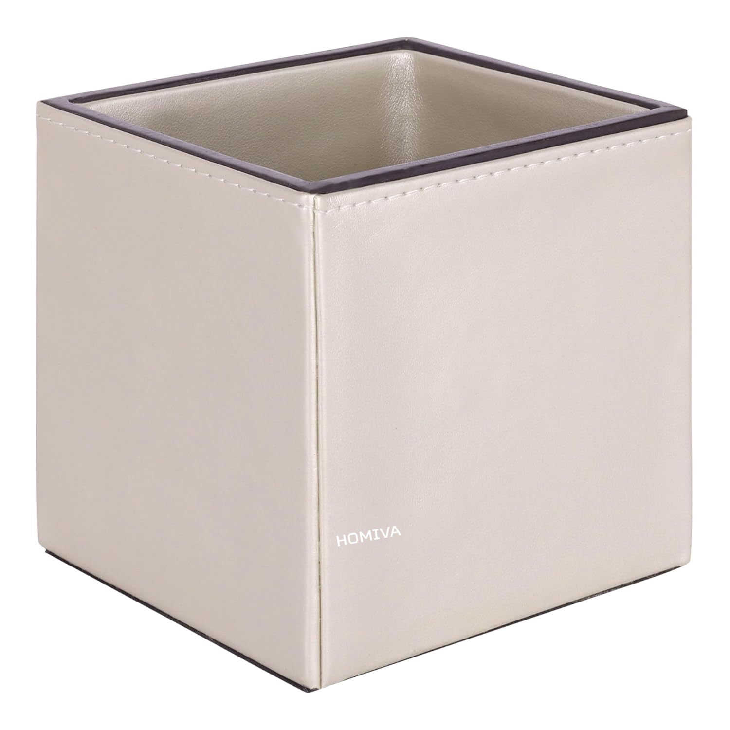 HOMIVA Elegant Leatherette Pen Holder Organizer - Cream