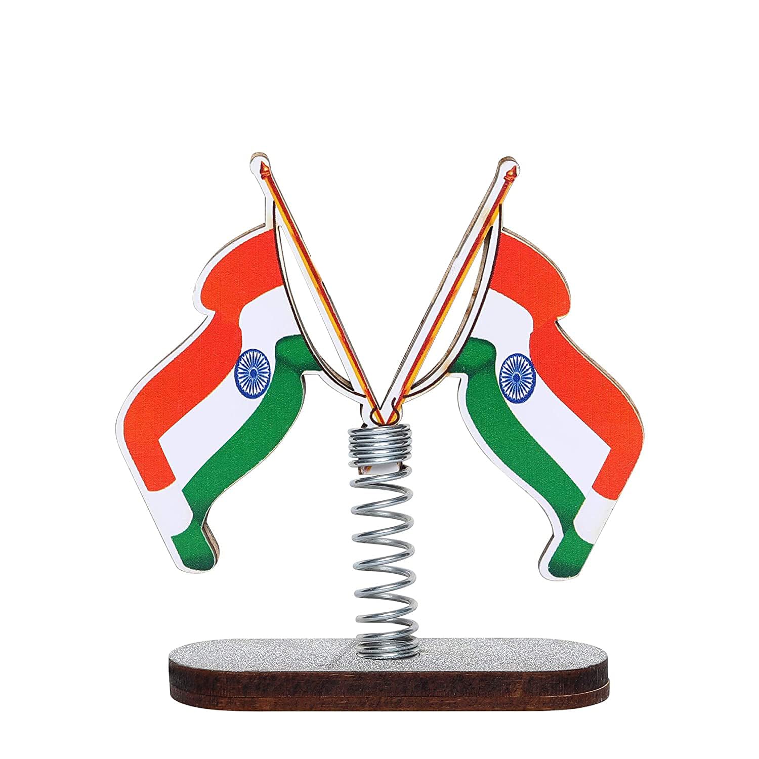 VOILA Indian Flag with Spring Stand for Vehicle(Car, Bus, Auto, Truck) Dashboard, Home and Office Decor Multipurpose Flag Stand on Spring