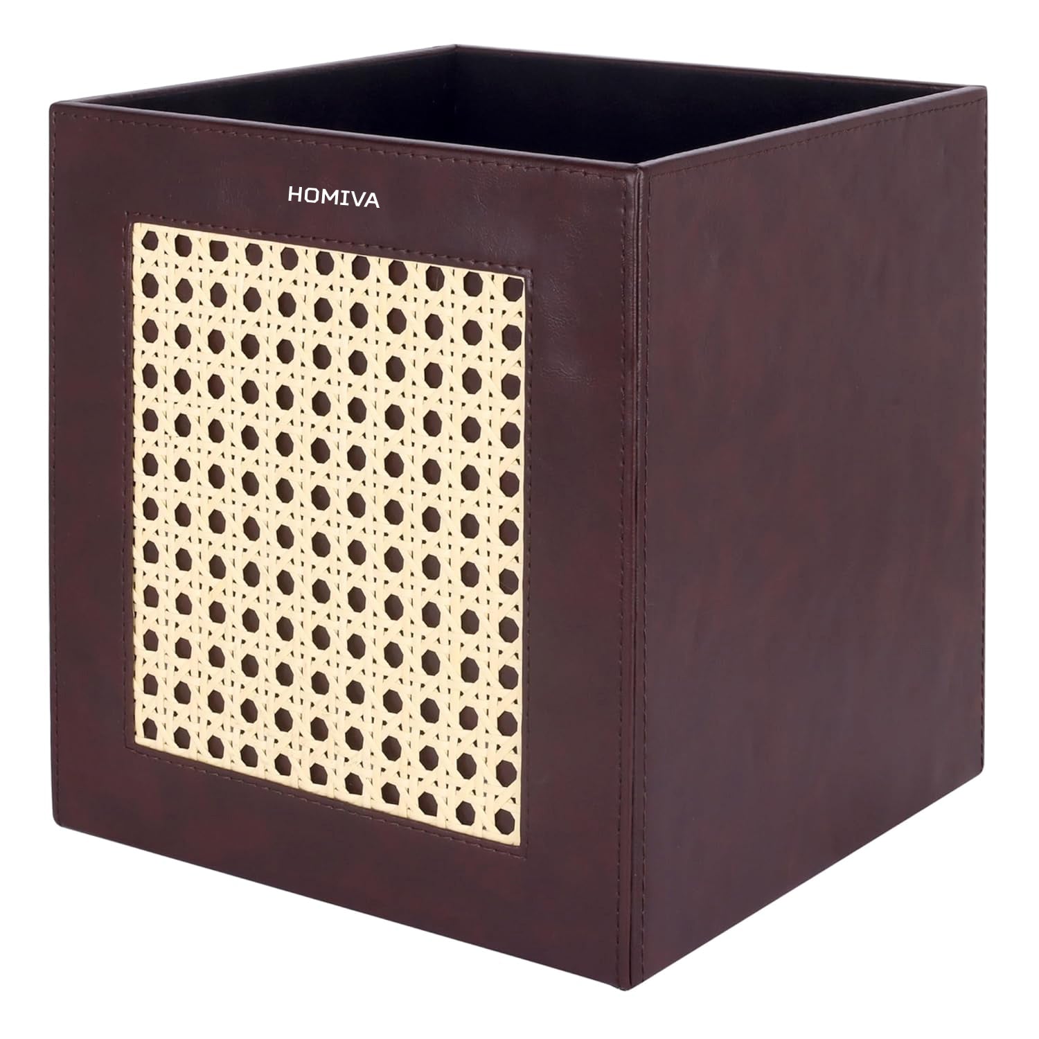 HOMIVA Premium Leatherette Waste Bin Stylish and Durable for Home & Office - Brown