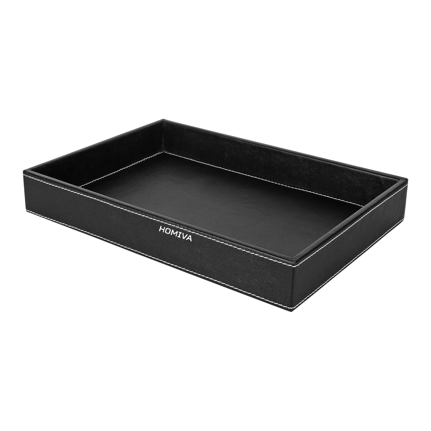 HOMIVA Black Leatherette Serving Tray, Elegant & Durable Tray for Home and Office, Perfect for Serving Drinks, Snacks & Essentials