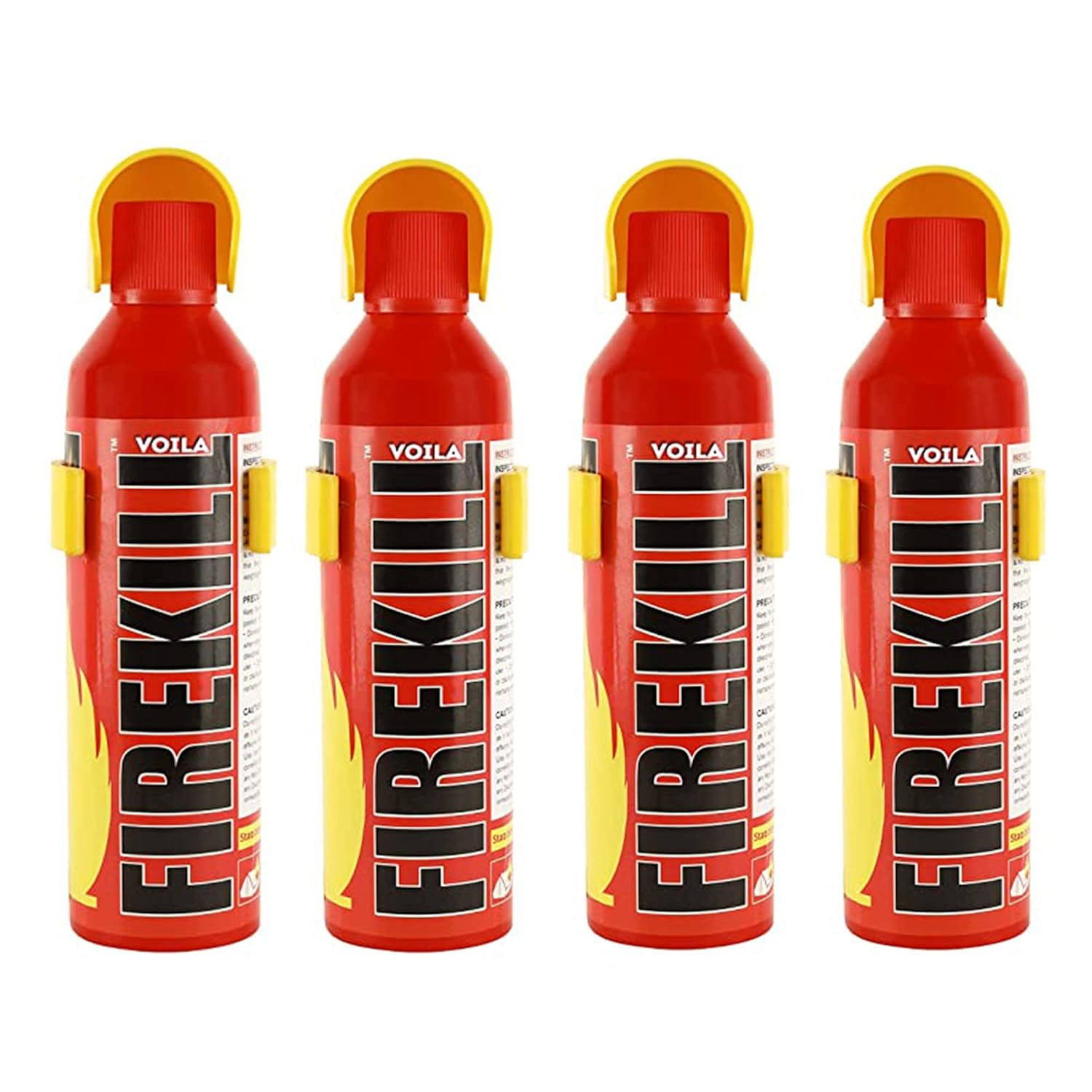 VOILA Fire Kill, Portable & Easy to Use Premium Aluminum Refillable Fire Extinguisher Spray with Stand 500ML for Home, Car, Office, Bus, Taxi, Cab, Truck etc (Pack of 4)