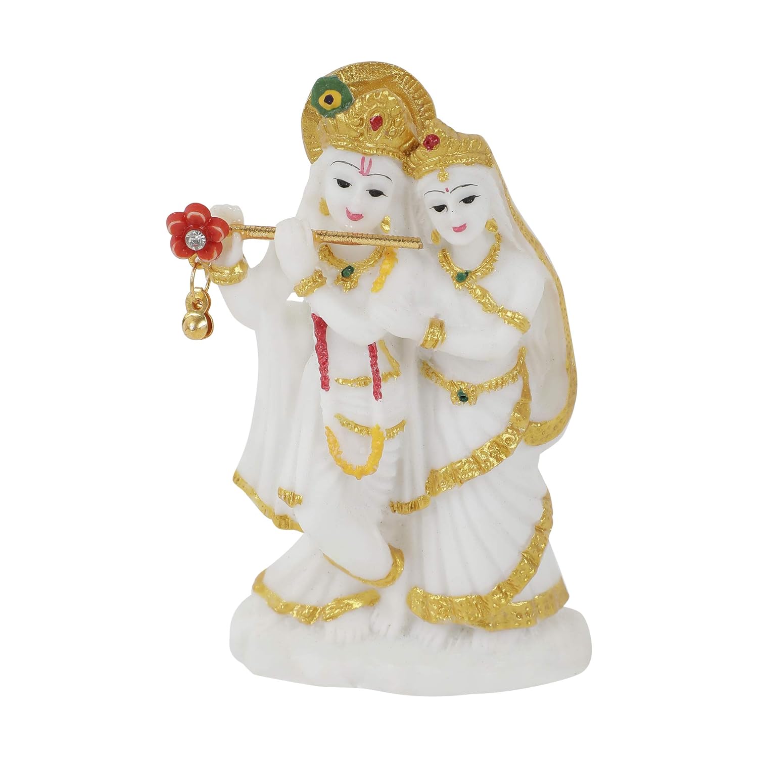 VOILA Lord Radha Krishna Statue (White) for Vehicle (Auto/Car/Bus/Truck) Dashboard, Mandir & Office Table