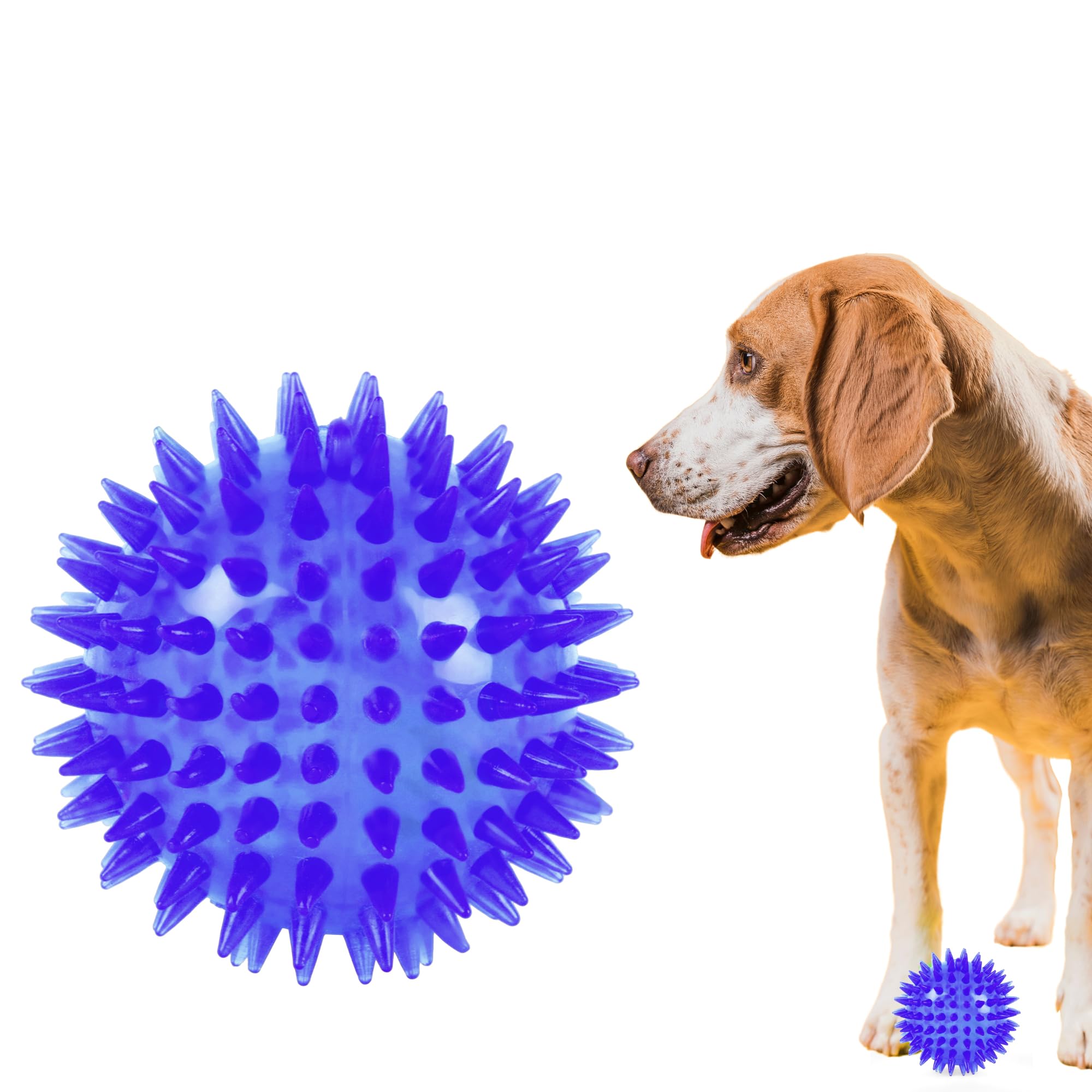 ZUFFIE Spiky Dog Toy Ball Interactive, Durable, Safe Chew Toy - Blue