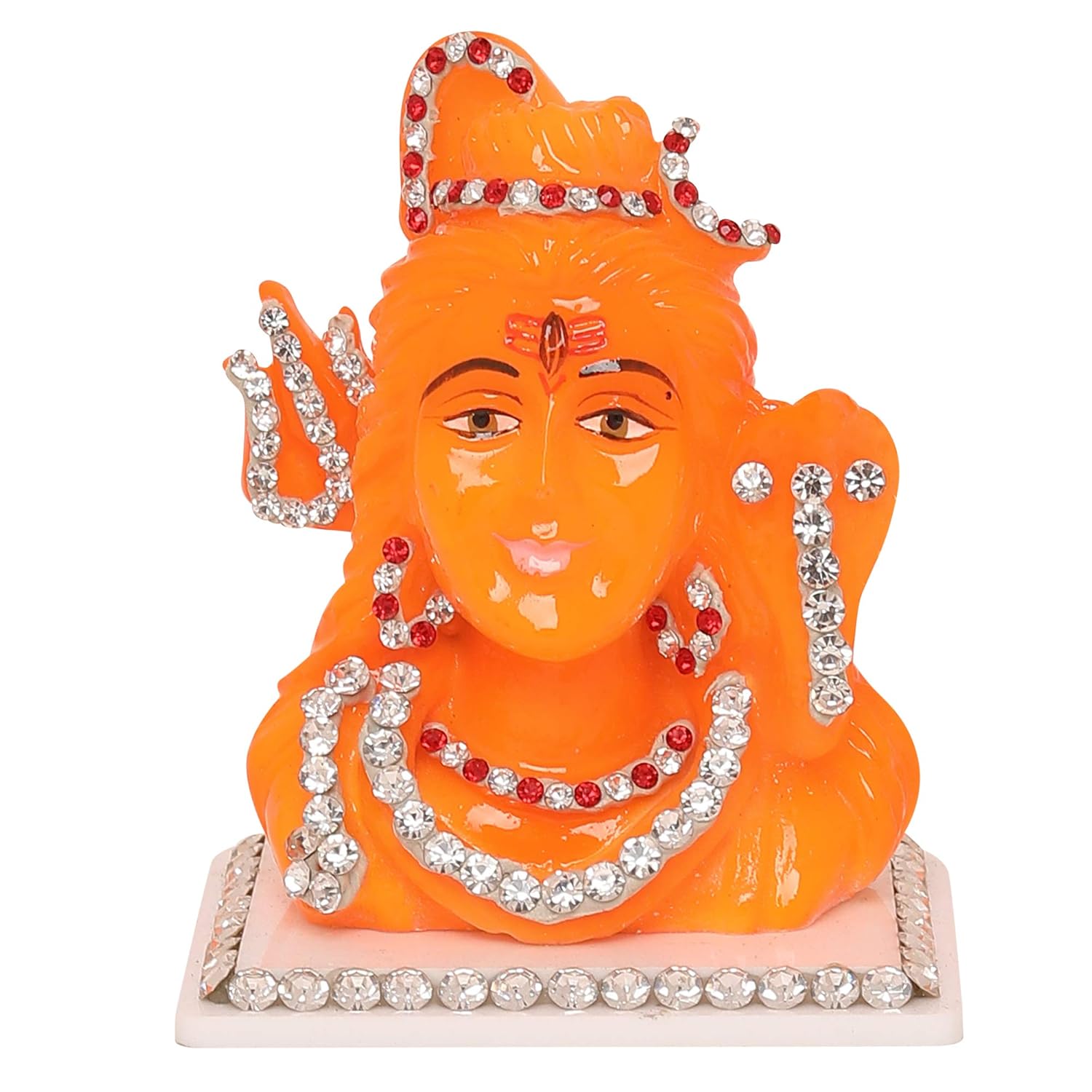 VOILA Lord Shiva Statue (Orange) for Vehicle (Auto/Car/Bus/Truck) Dashboard, Mandir & Office Table