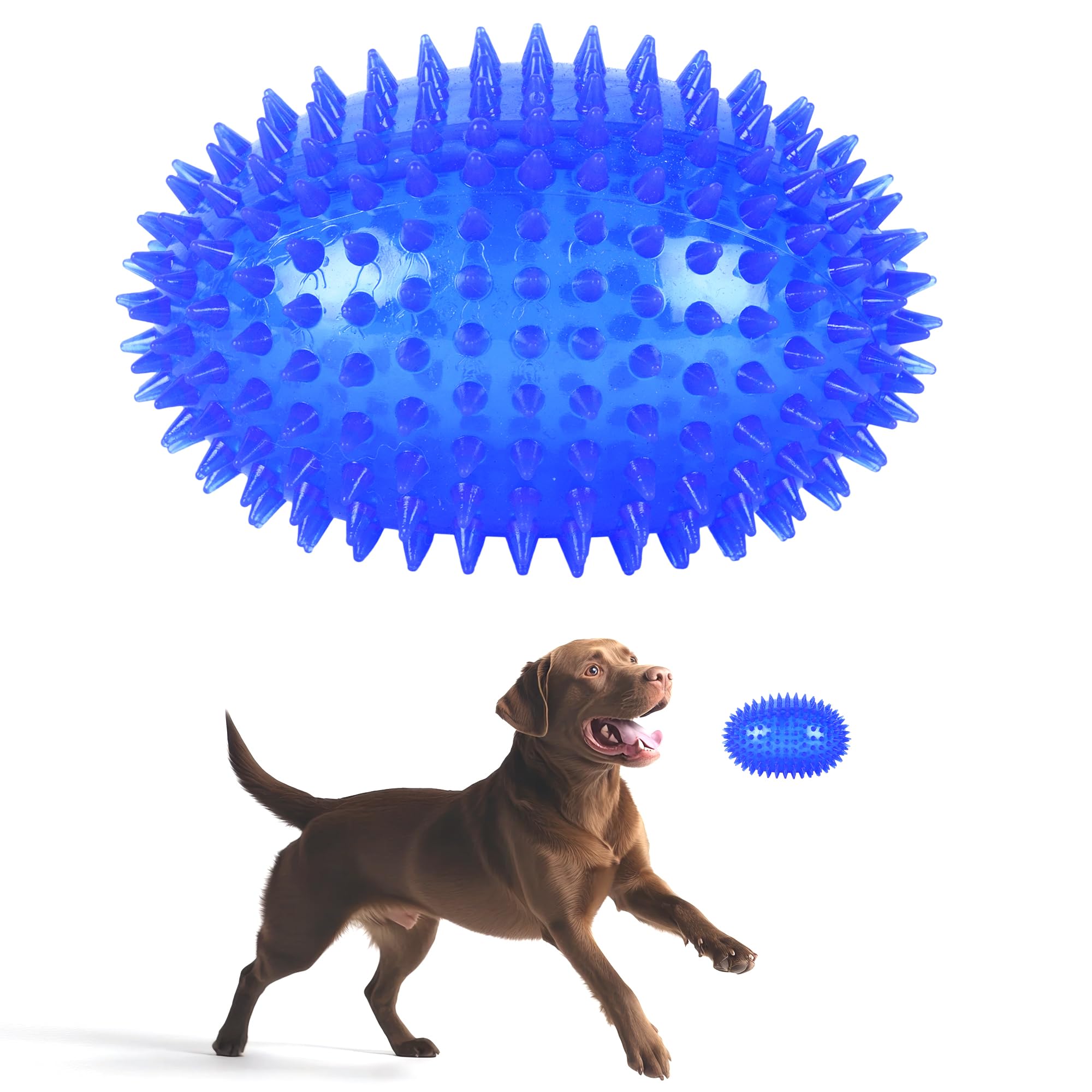 ZUFFIE Spiky Rubber Dog Toy, Durable & Chew-Resistant Pet Toy for Dogs - Blue