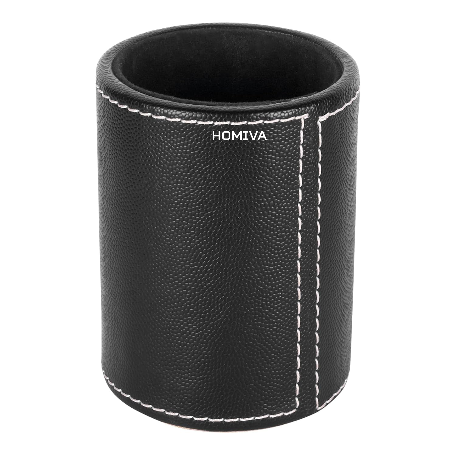 HOMIVA Black Leatherette Pen Holder – Stylish & Functional Desk Organizer for Pens, Pencils & Office Supplies – Ideal for Home, Office & Study